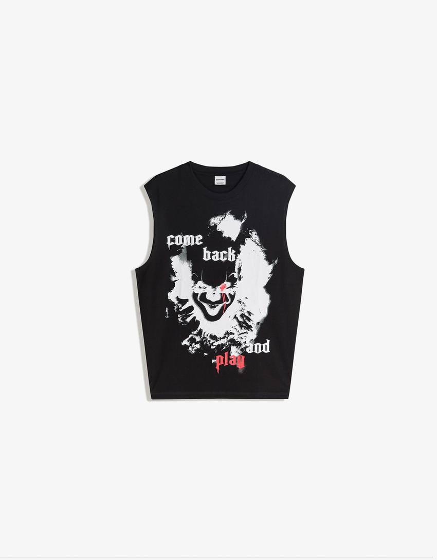 Camiseta IT sin mangas  print-Negro