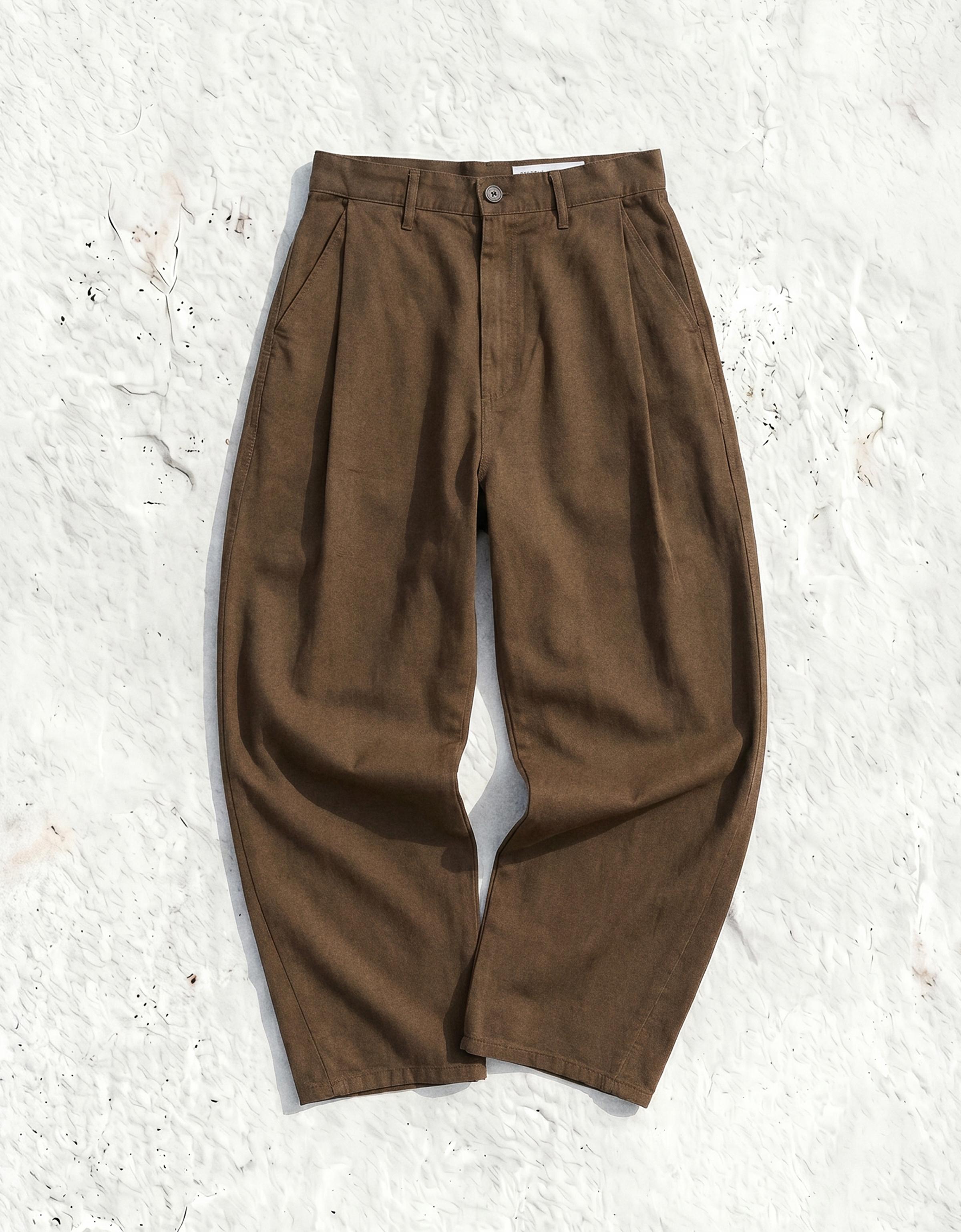 Super baggy trousers with linen — Brown