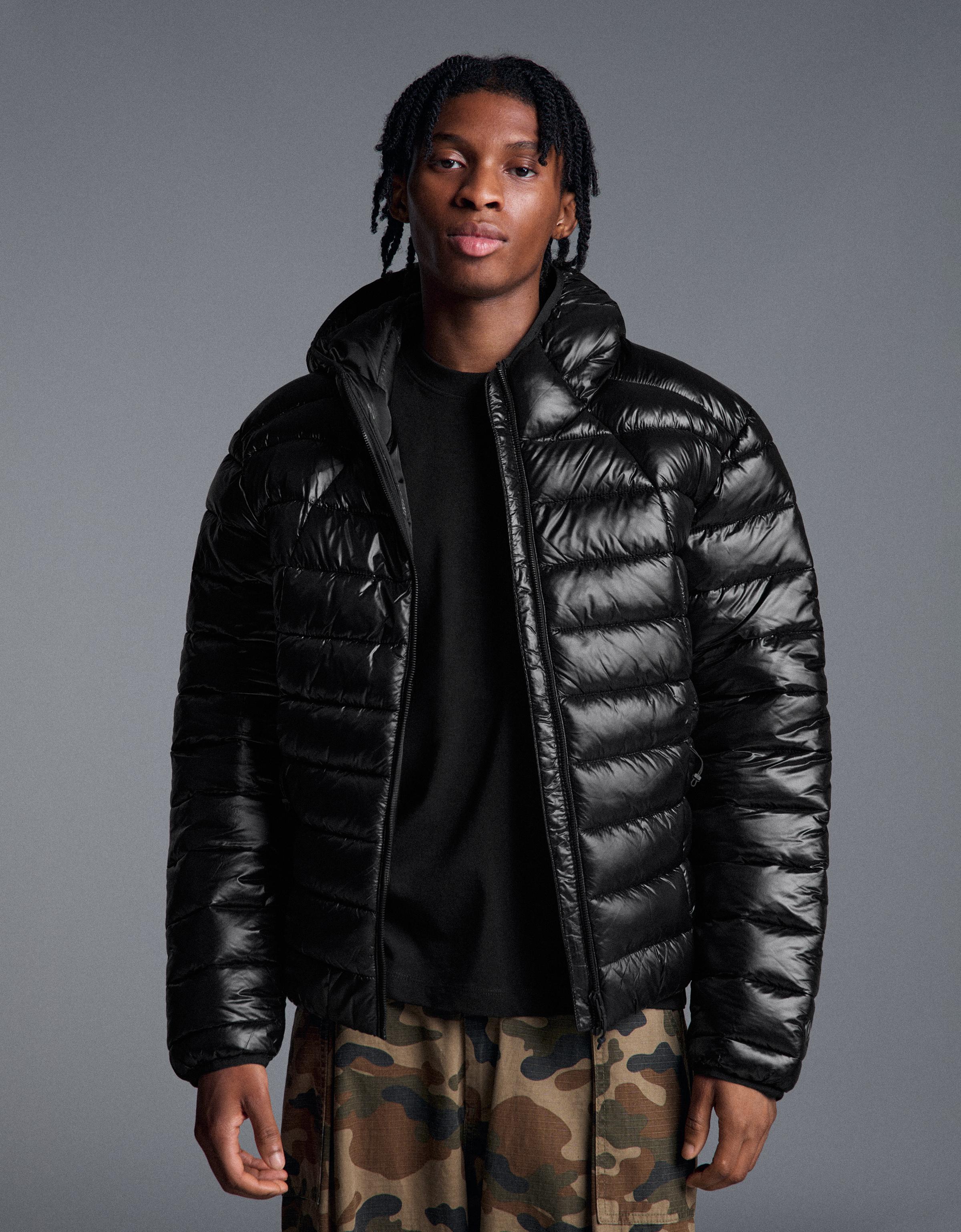 Bershka Cazadora Acolchada Ultraligera Hombre Negro