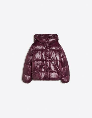 Oversize water repellent hooded quilted jacket — Burgundy 5
