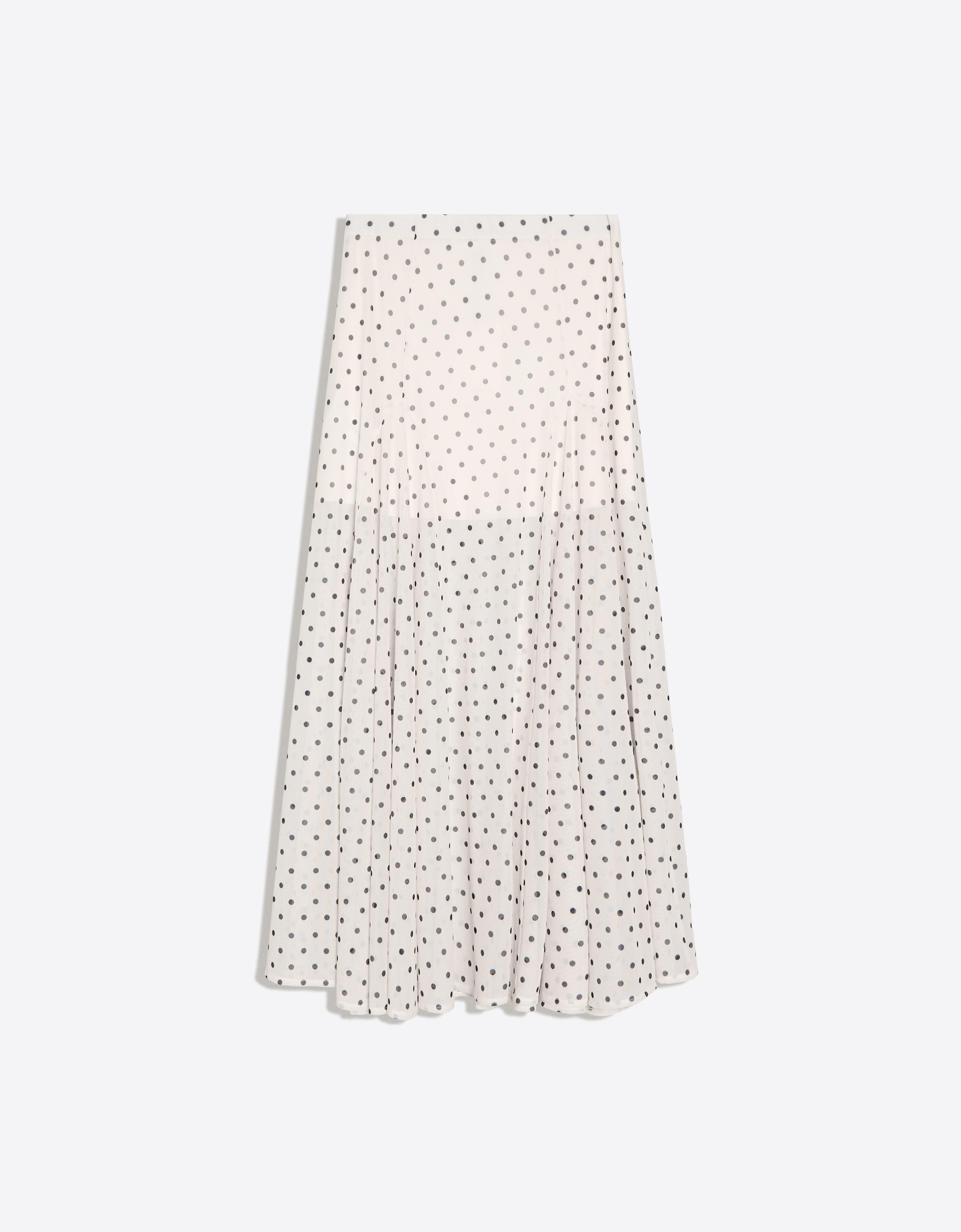 Polka dot mesh midi skirt — Cream