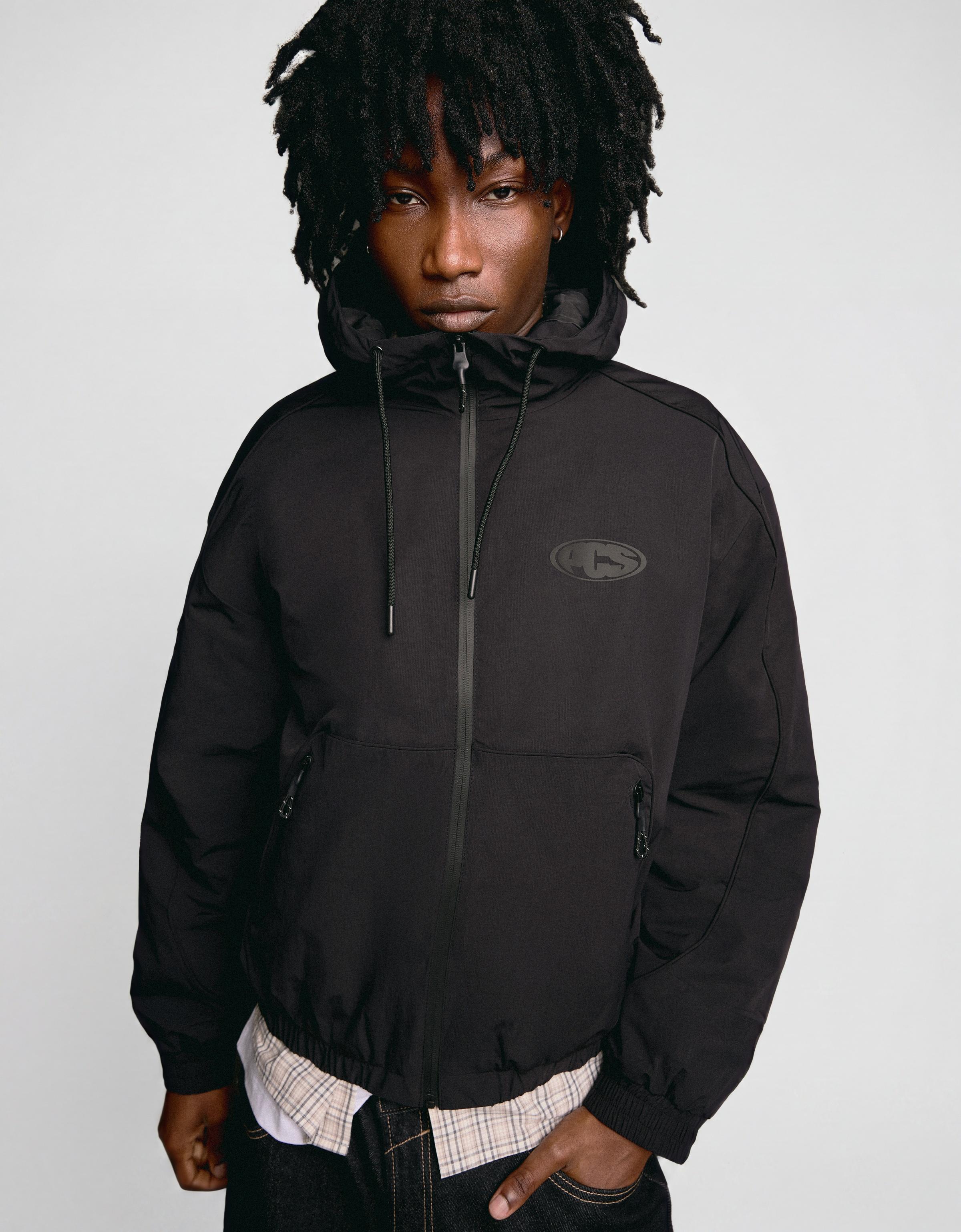 Technical hooded jacket — Black