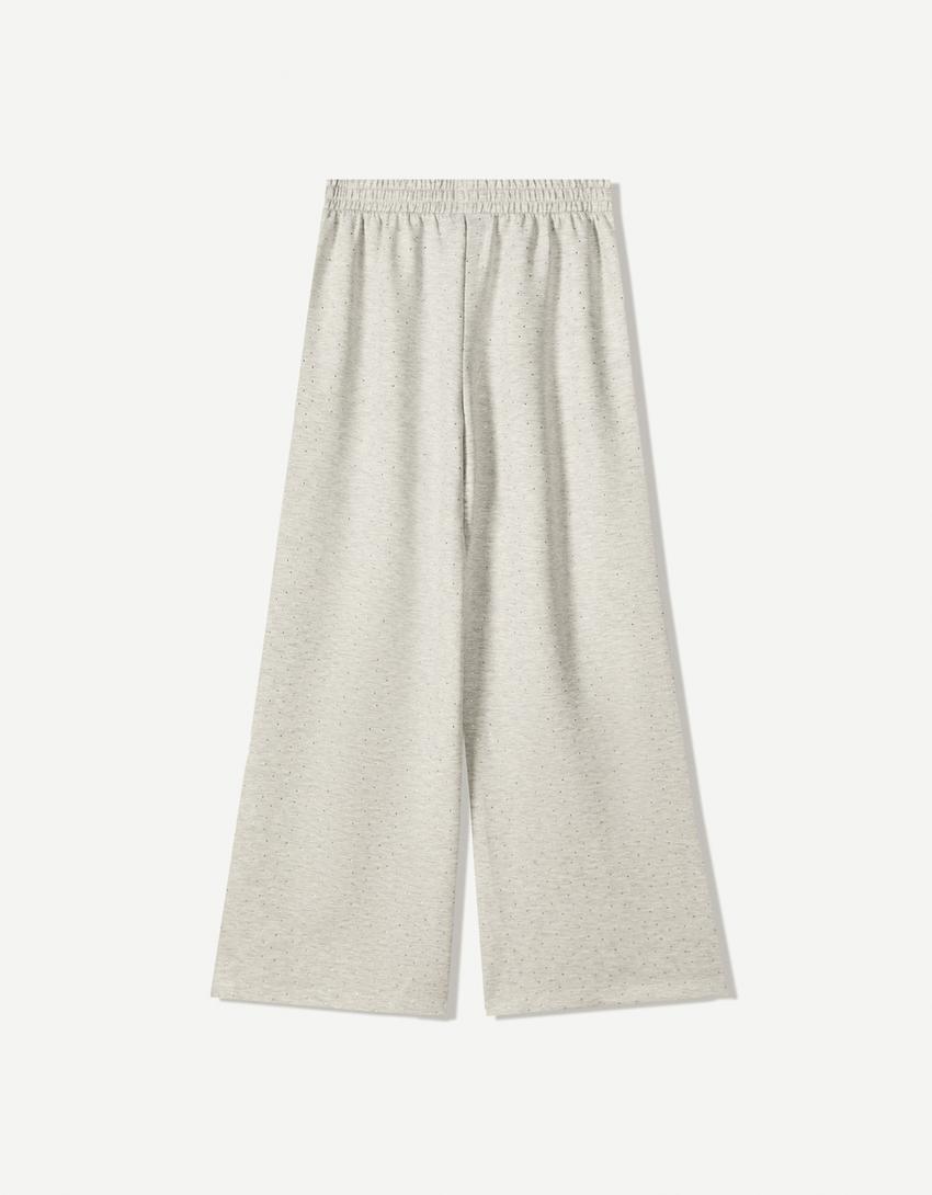 Pantalon wide leg brillant-Gris-4