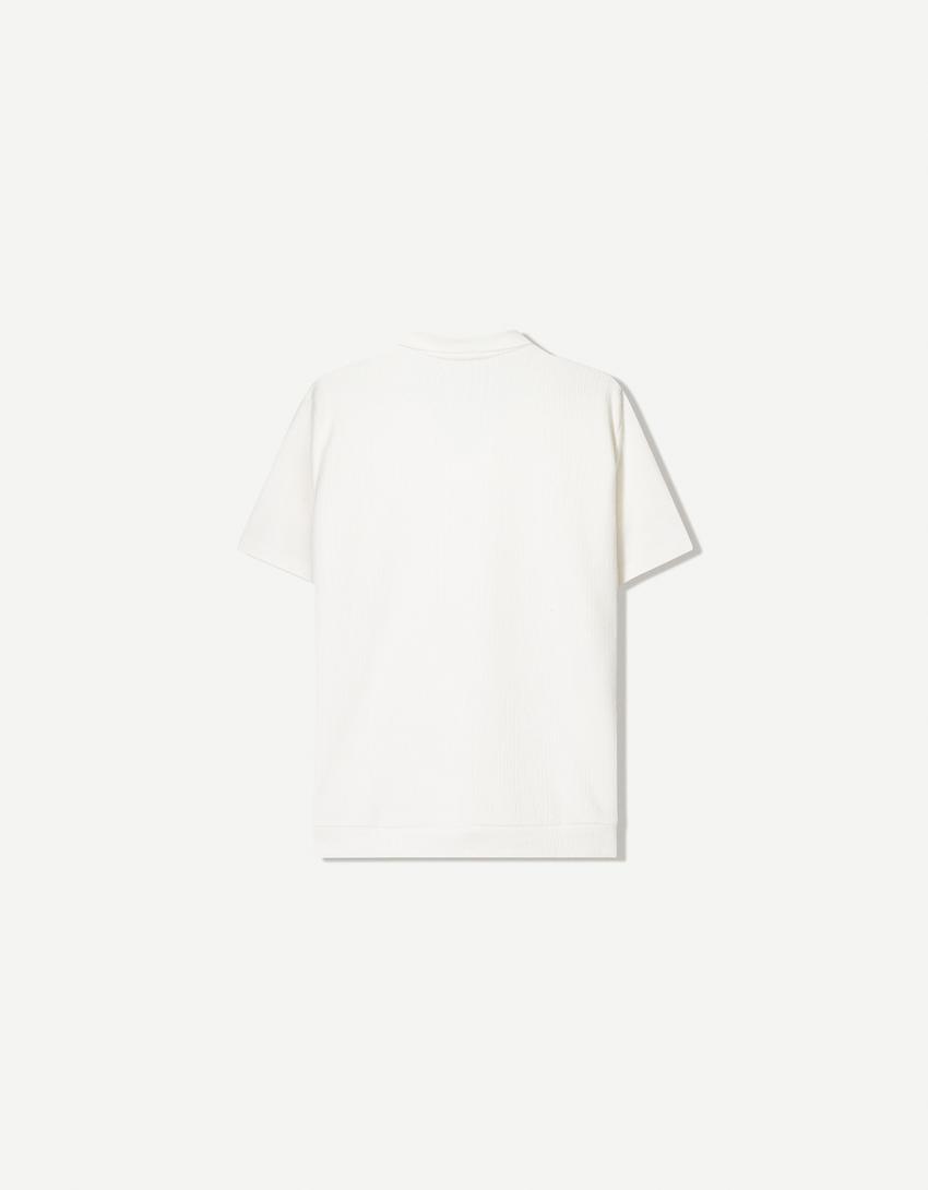 Textured polo shirt-Off white