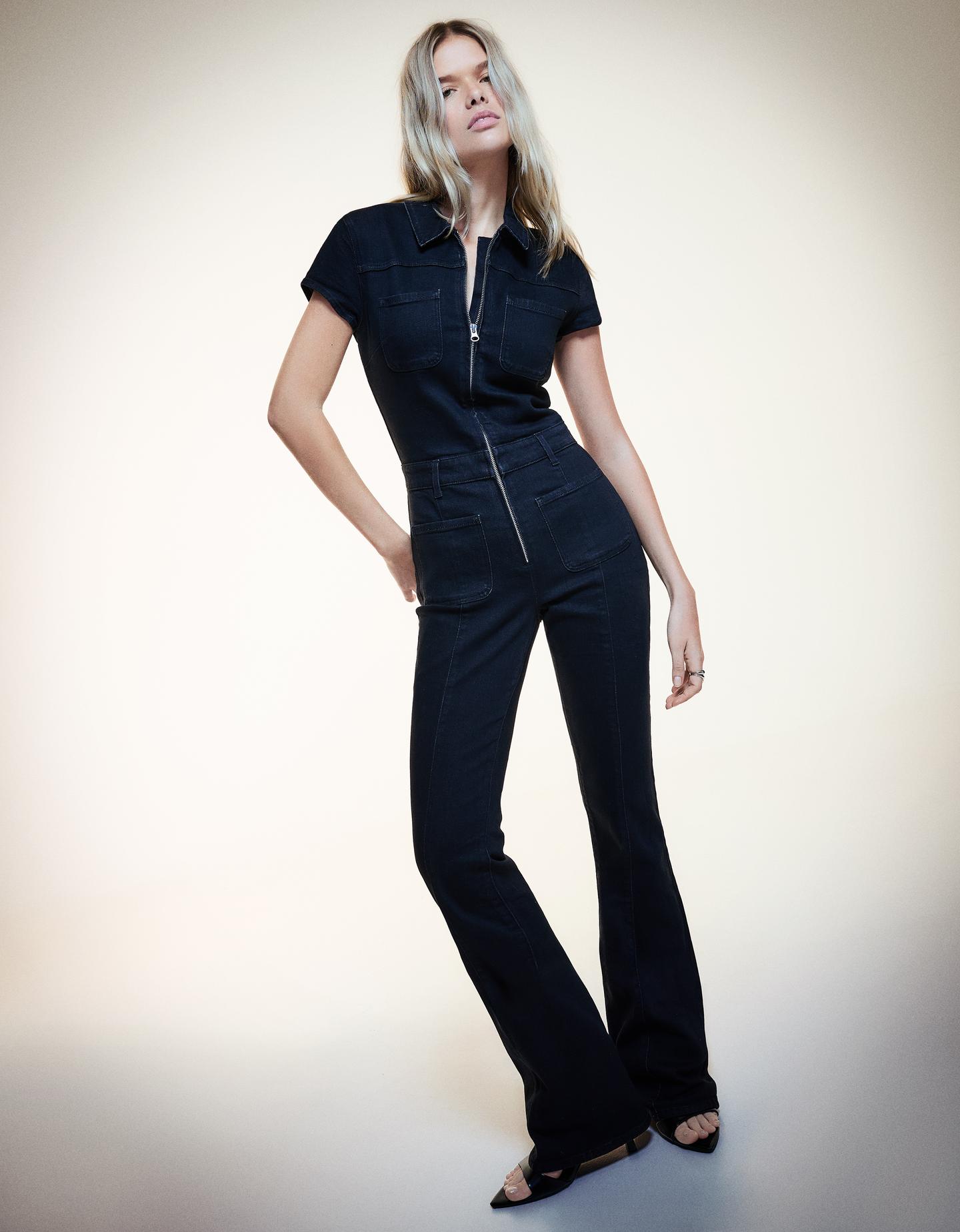 Bershka Mono Denim Largo Mujer S Negro