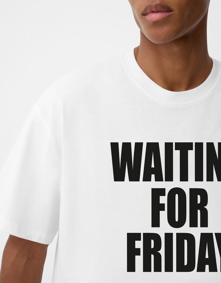 T-shirt met print en korte mouw-Wit