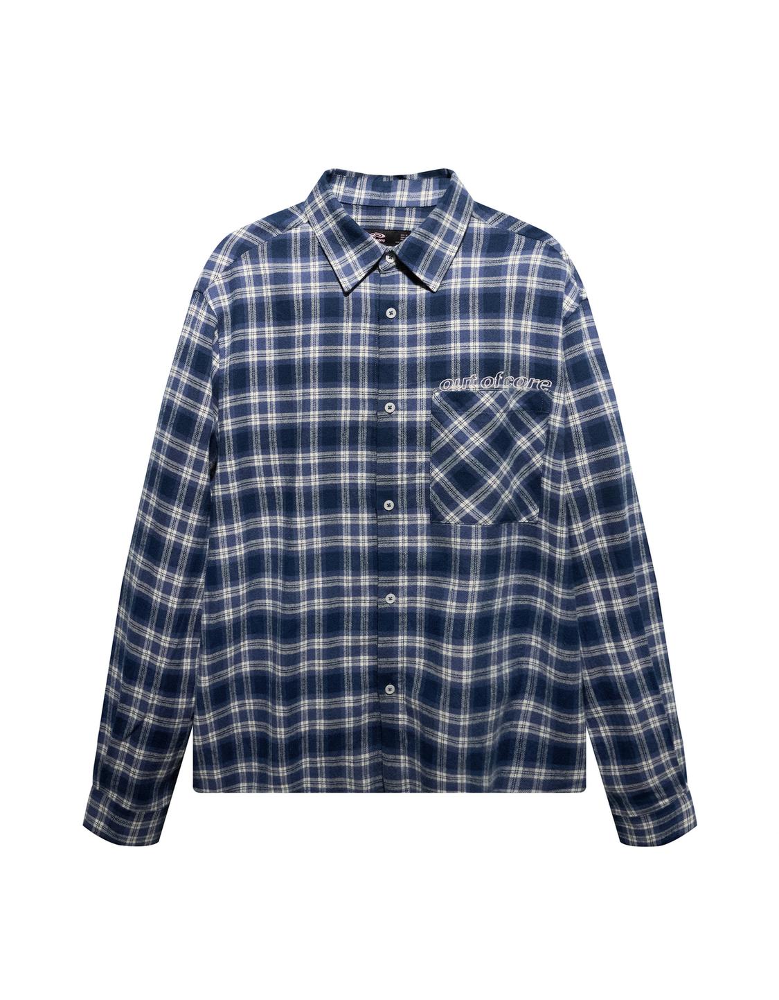 Out of core embroidered check boxy fit shirt