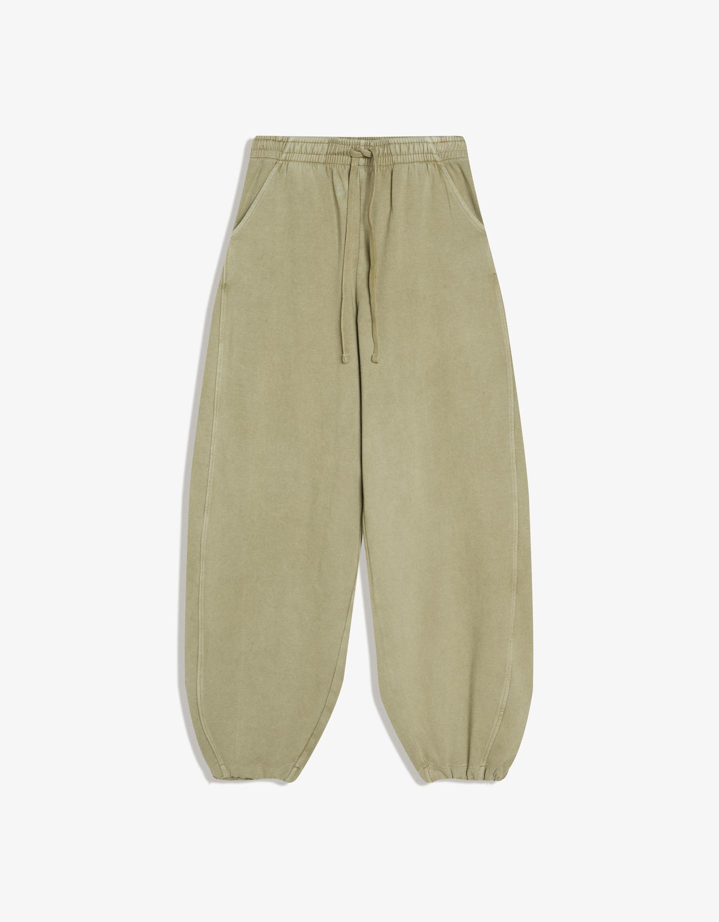 Bershka spodnie o kroju barrel z dzianiny dresowej ze stoperami khaki