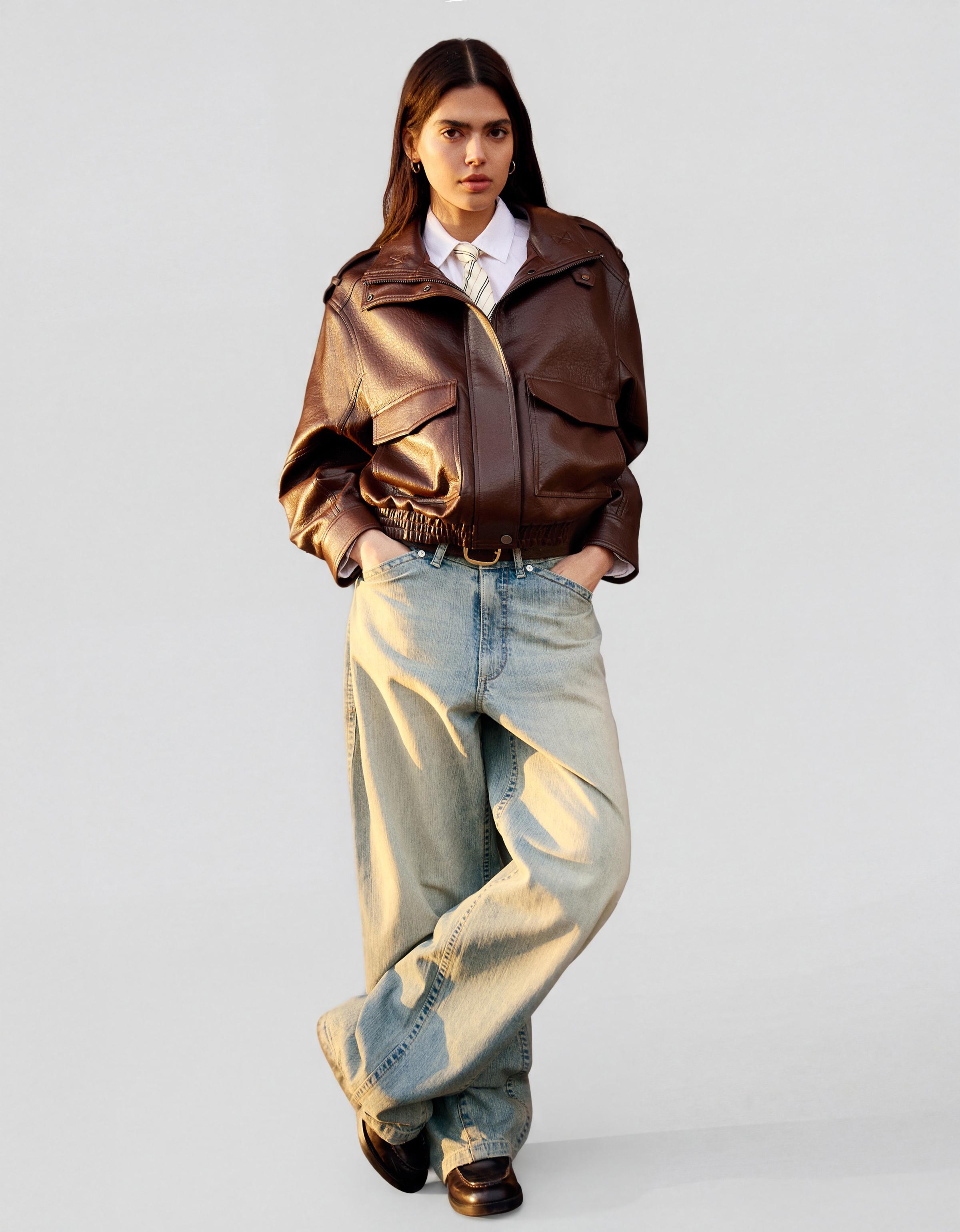 Süper geniş paça düşük bel jean - Görsel 35