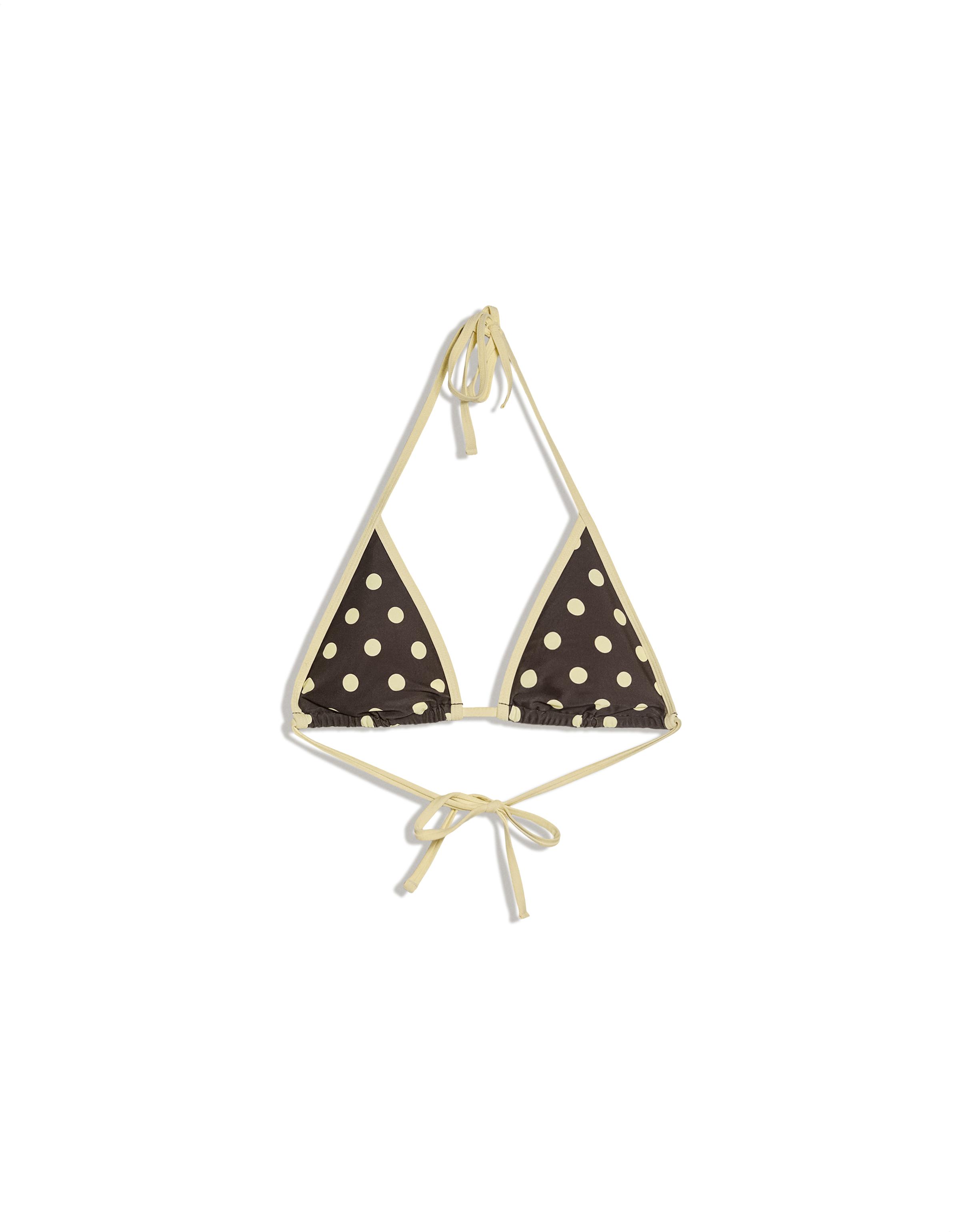 Polka dot triangle bikini top — Brown
