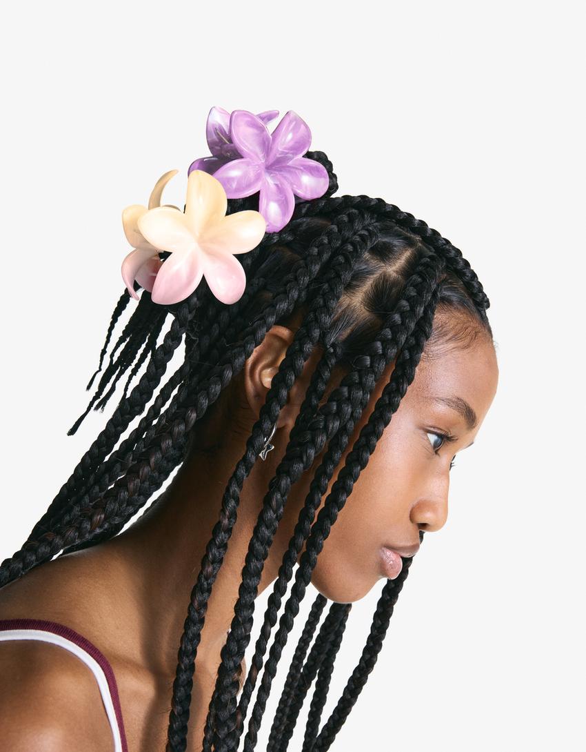 2-pack of flower hair clips-Violet-1