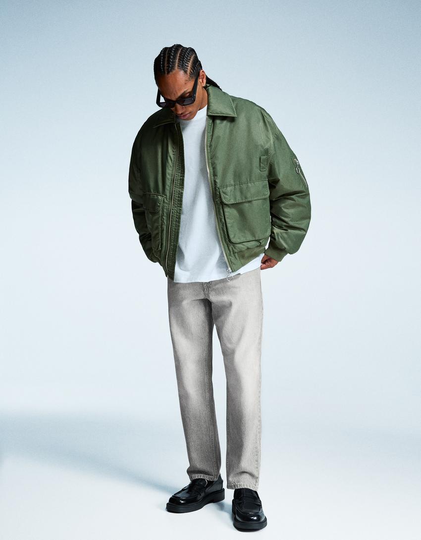 Jeans tapered-Cinza