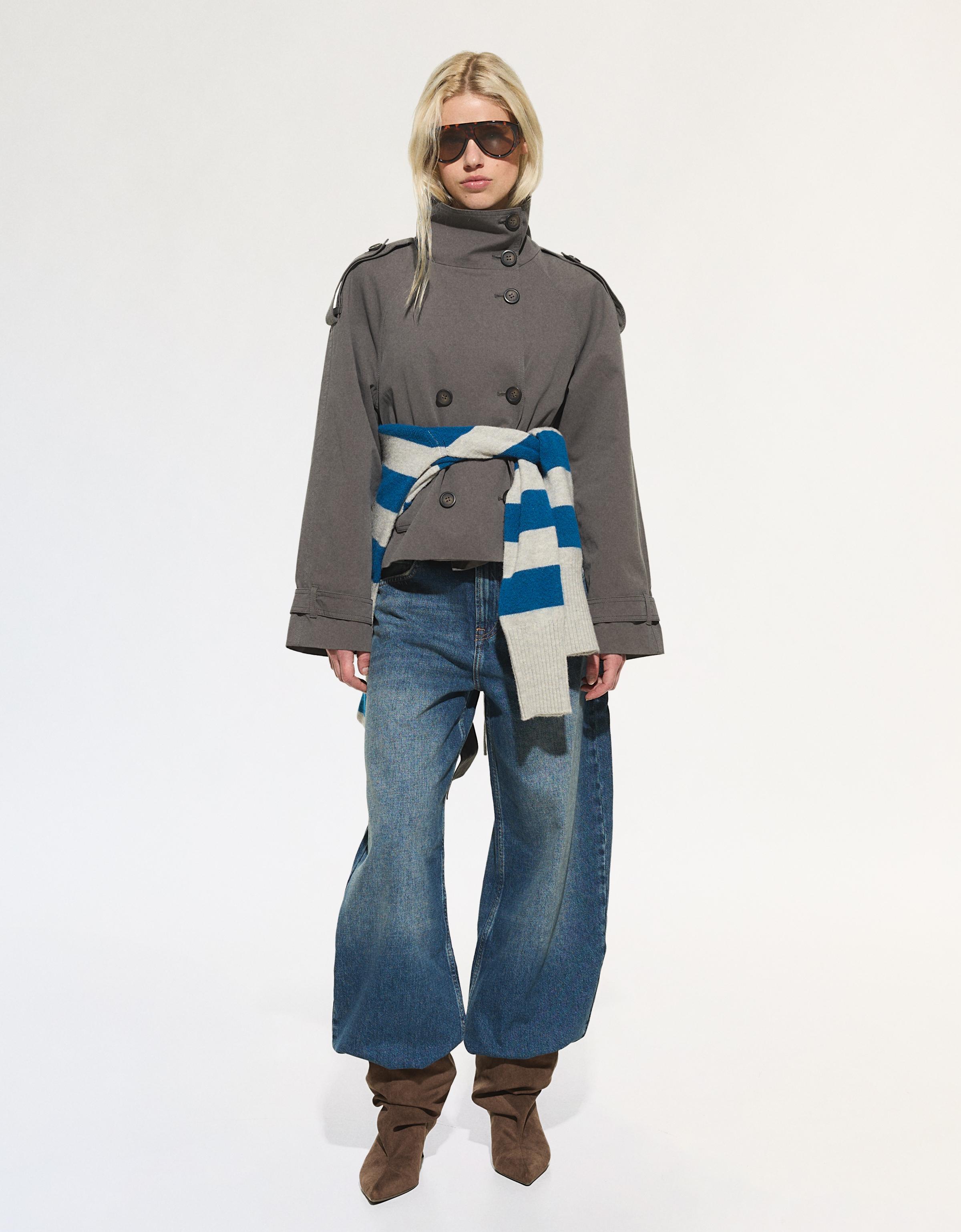 Funnel neck trench jacket — Dark grey