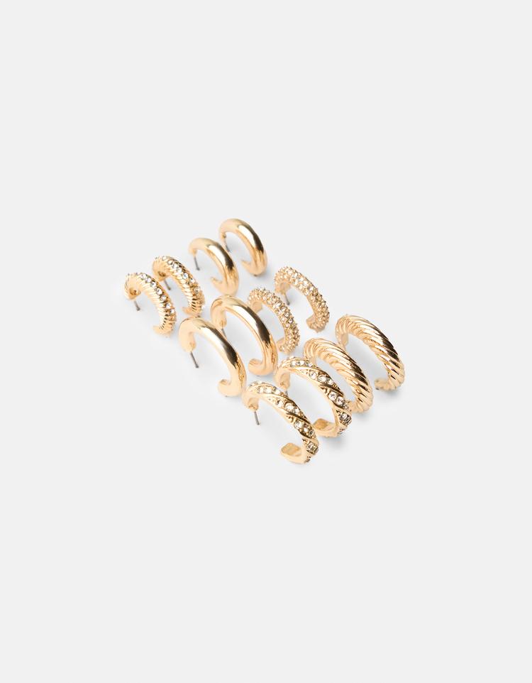 6er-Pack glänzende Ohrringe in Ringform