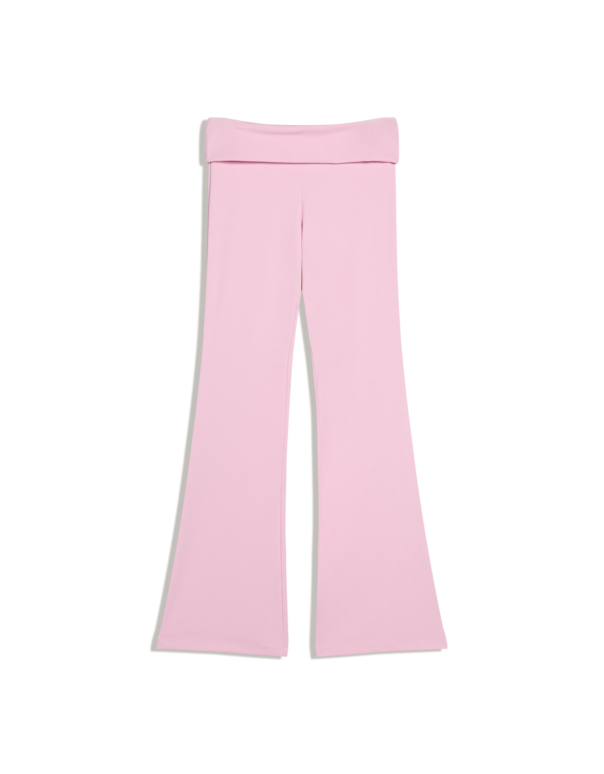 Flared technical trousers with turn-down waist