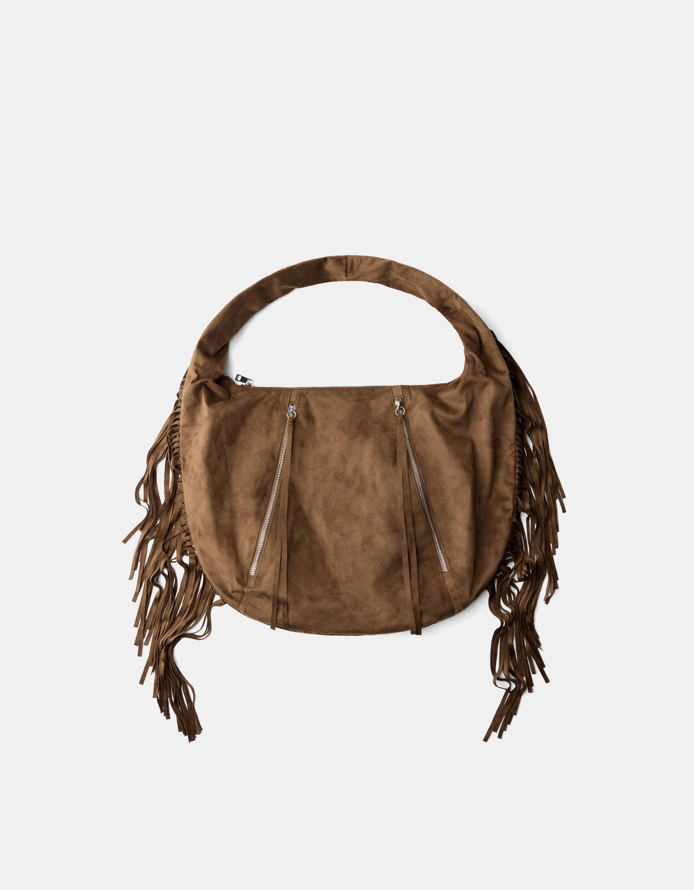 Bershka Tasche Aus Wildlederimitat Mit Fransen Damen Braun