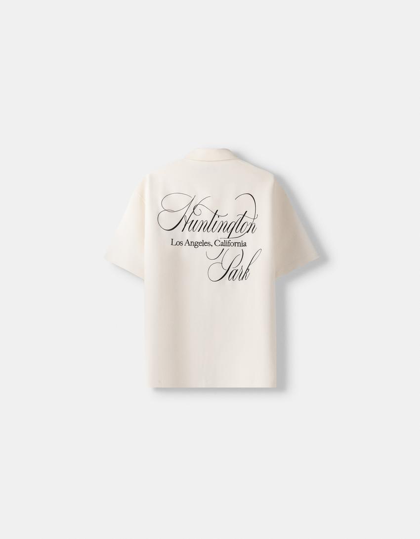 Chemise manches courtes broderie-Blanc cassé-5