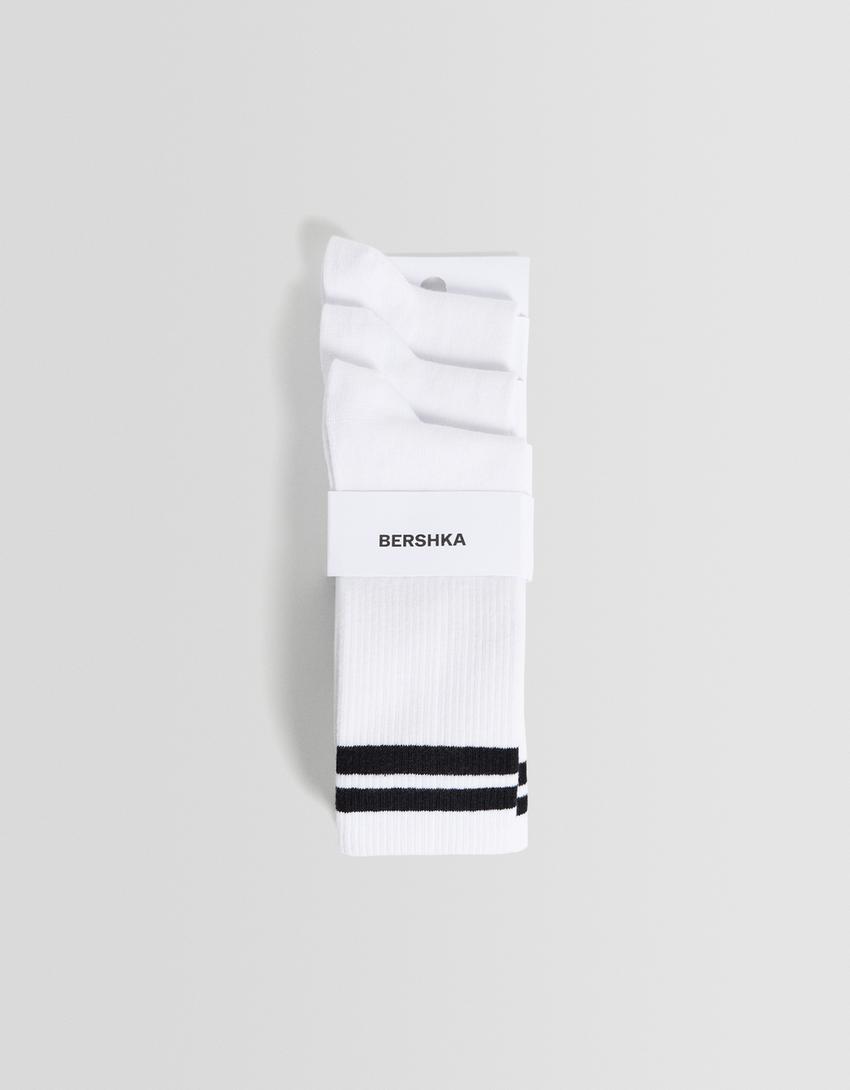 حزمة من 3 جوارب مخططة-أبيض-4