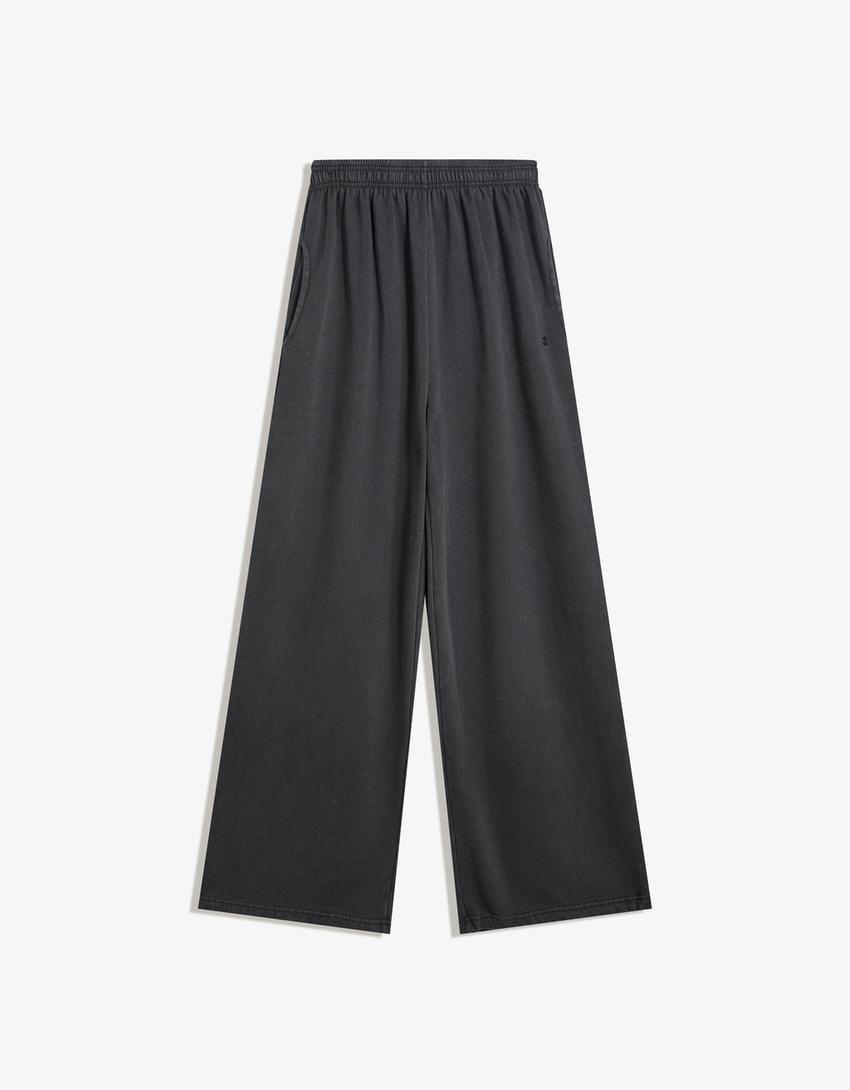 Plush joggers with stoppers-Dark grey-3