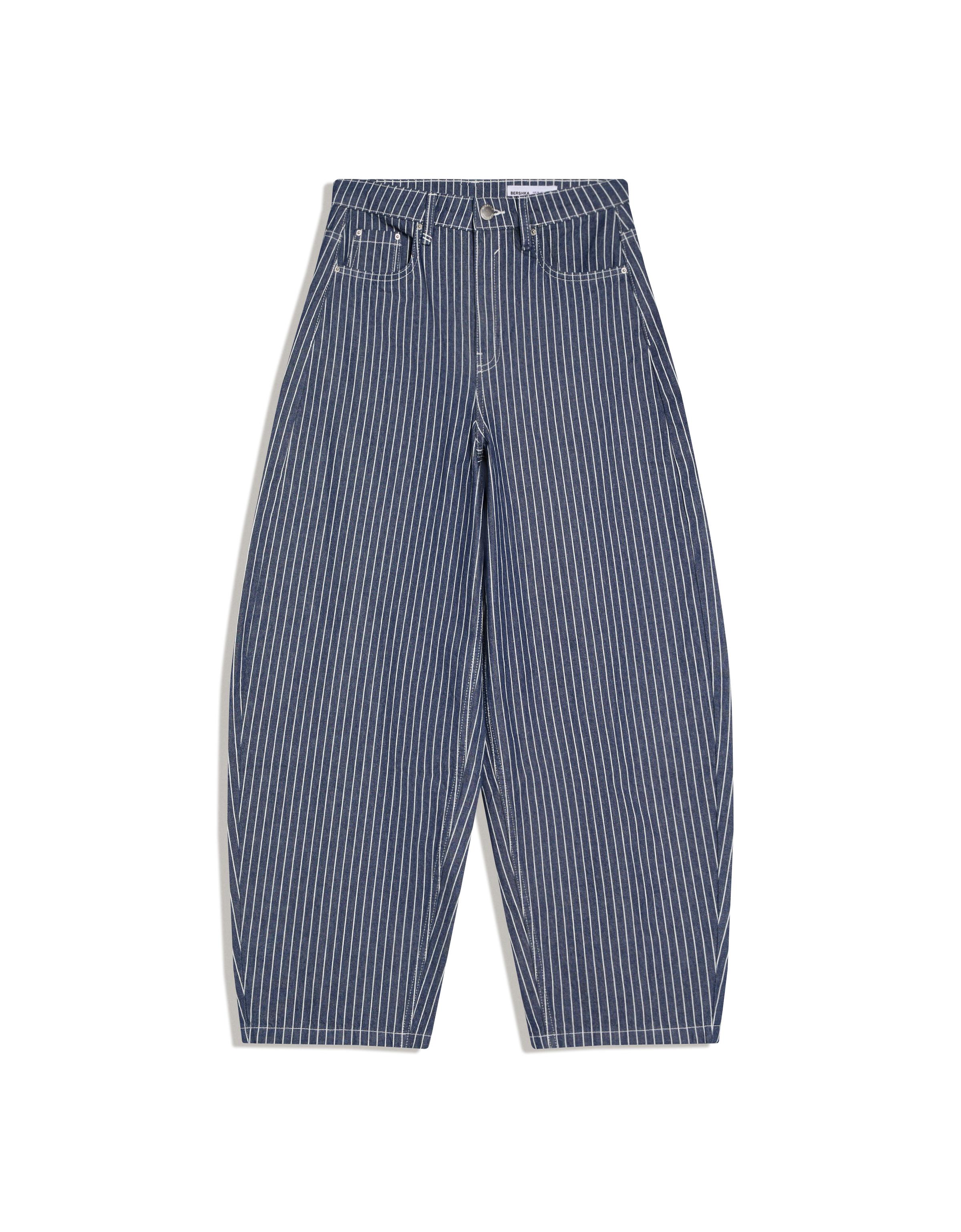 Çizgili balloon fit pantolon - Görsel 5