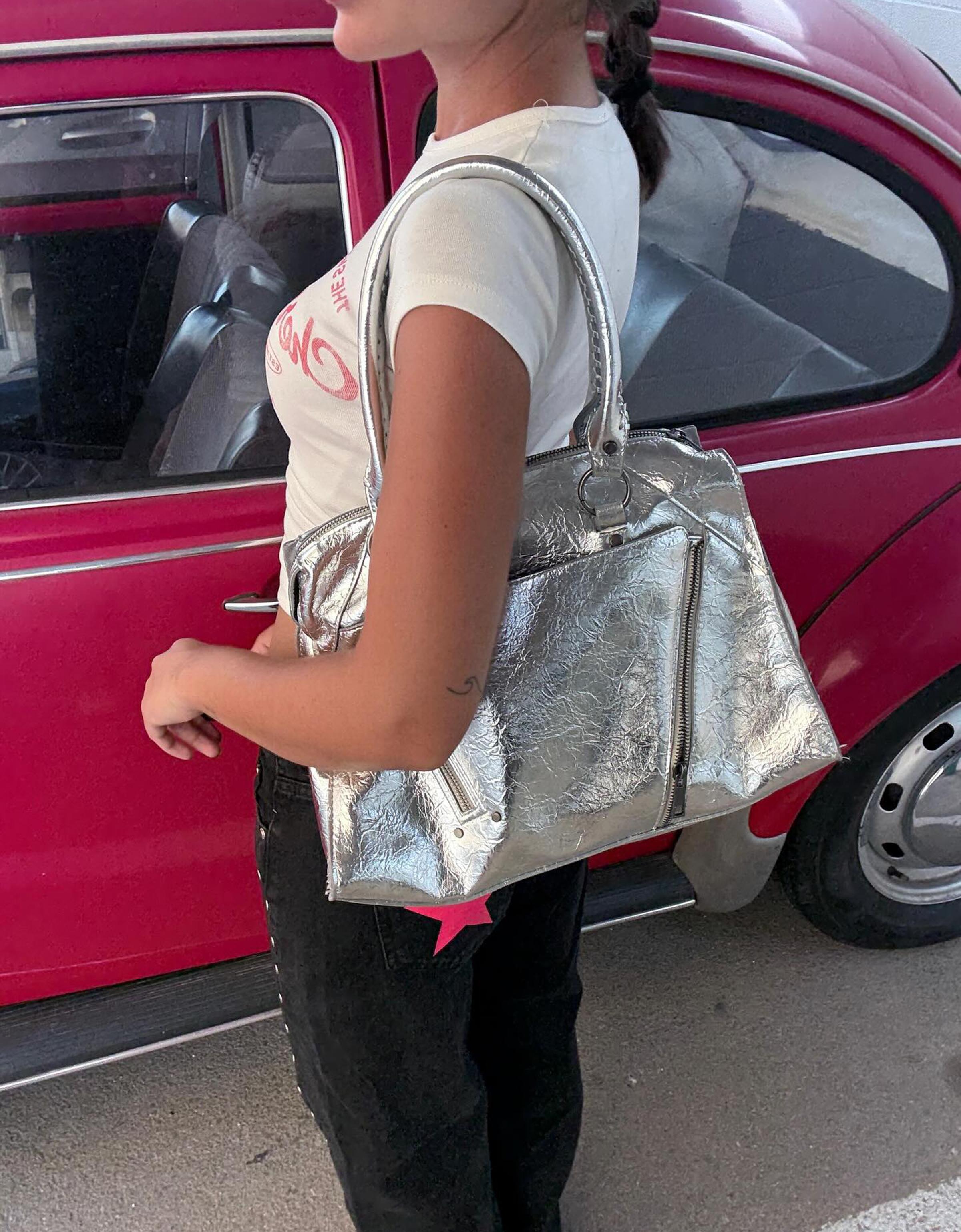 Bershka Biker-Tasche Damen Silber