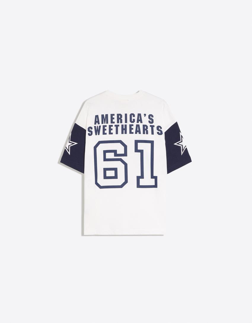 T-Shirt mit kurzen Ärmeln DALLAS COWBOY CHEERLEADERS-Grbrochenes Weiss