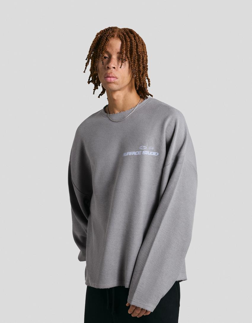 Printed sweater-Washed out blue