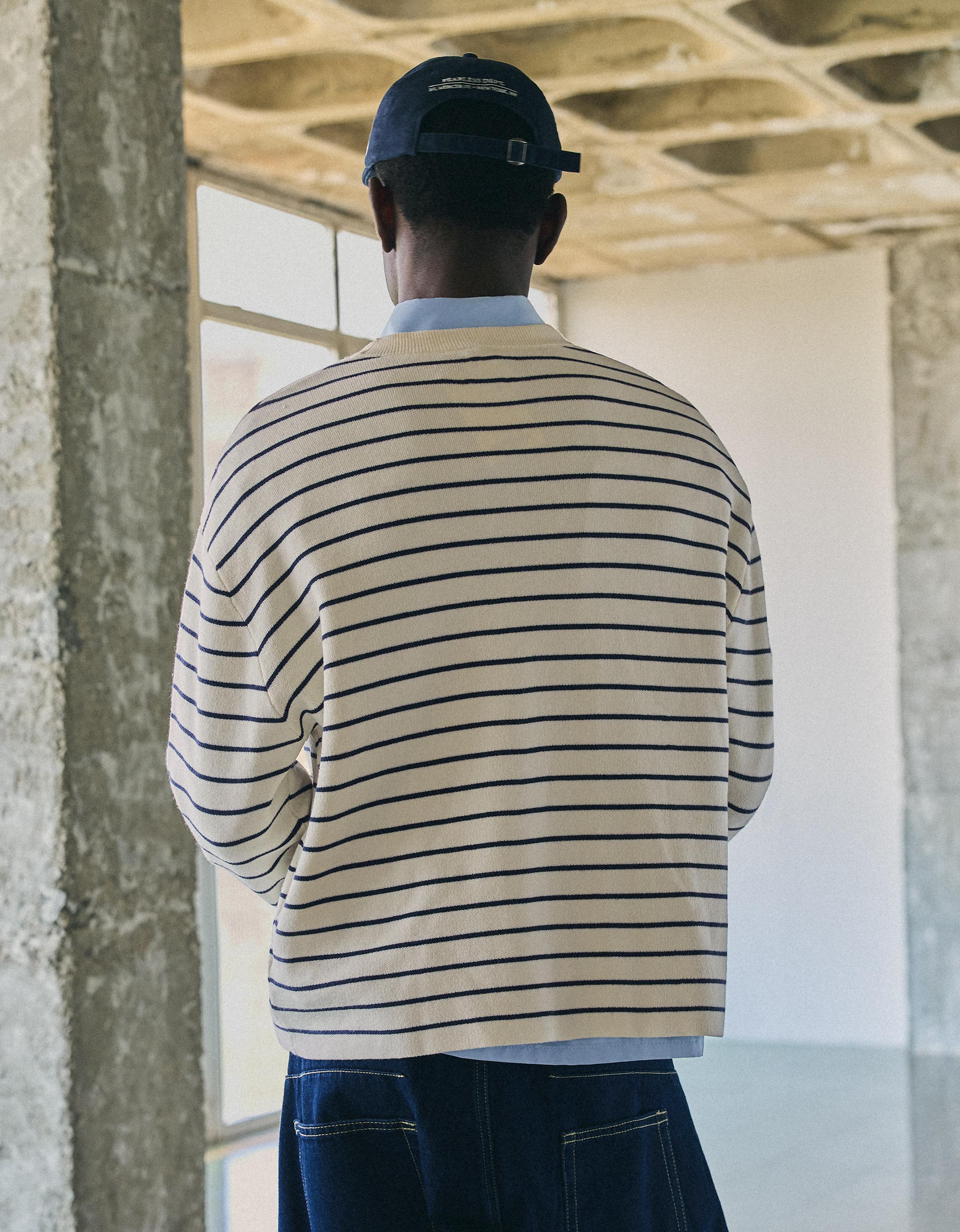 Embroidered round neck jumper — Cream