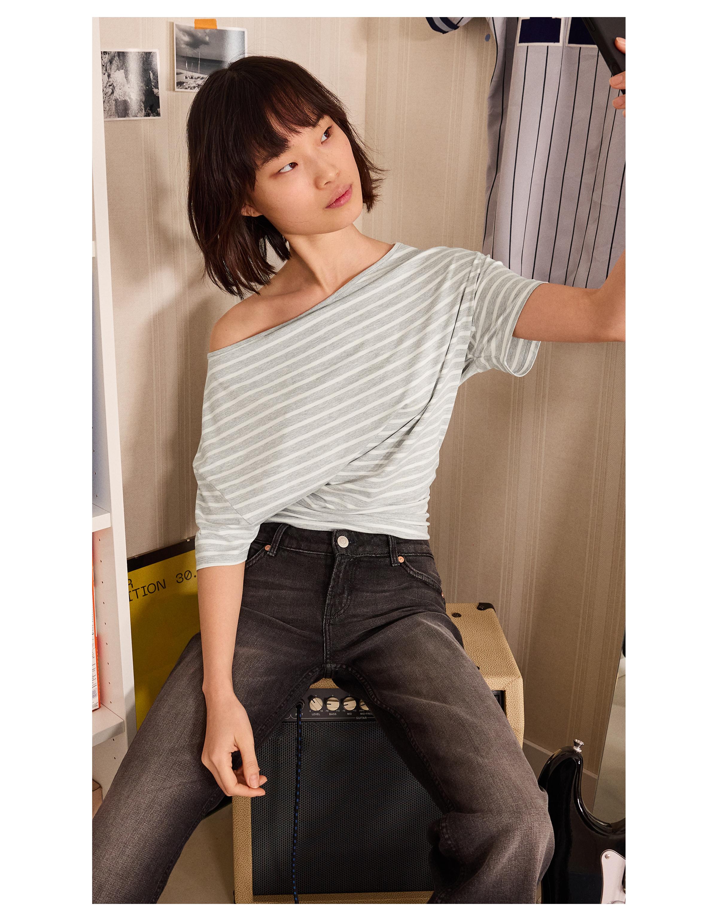 Asimetrik kısa kollu tişört - Görsel 63