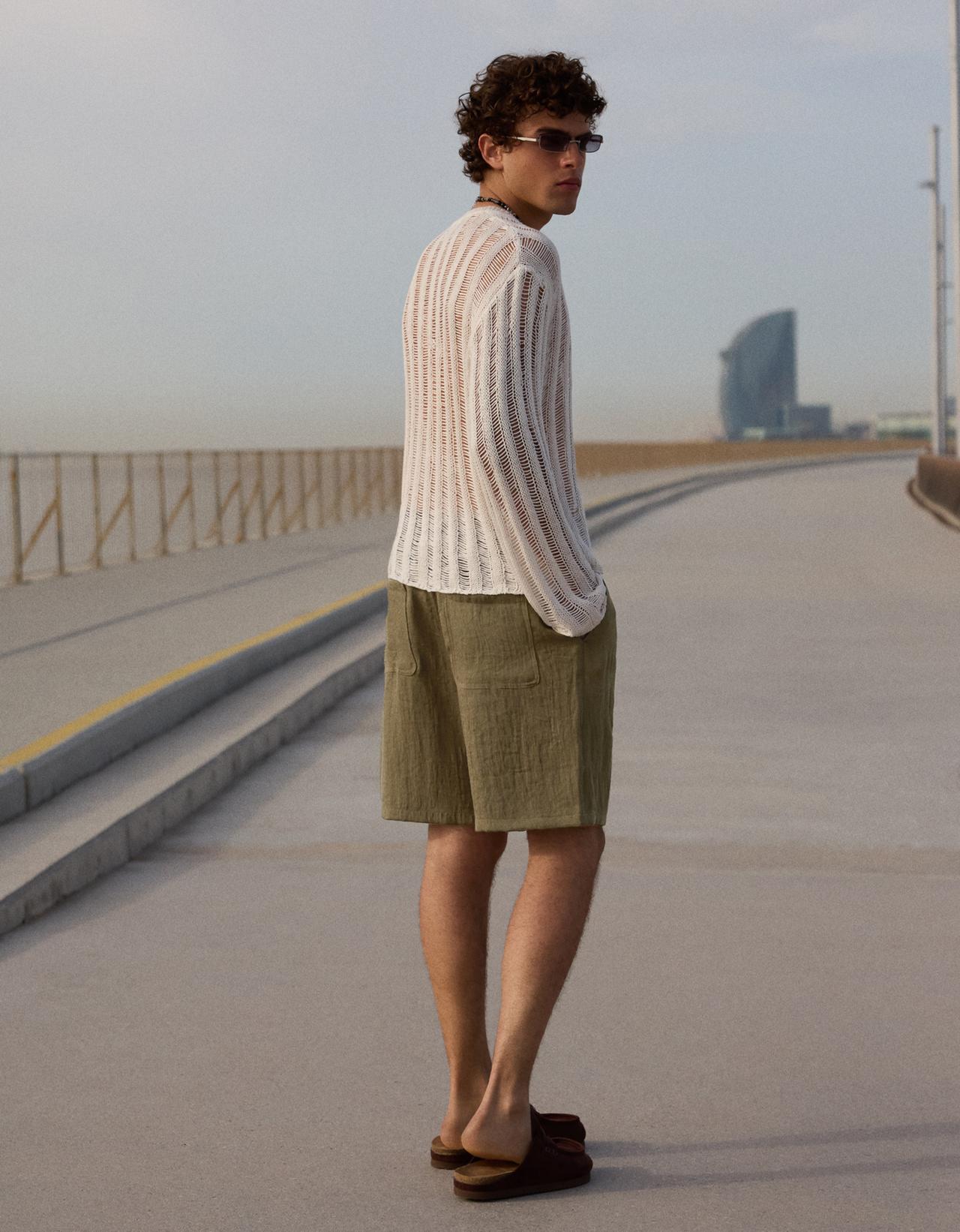 Rustic jogger Bermuda shorts — Khaki