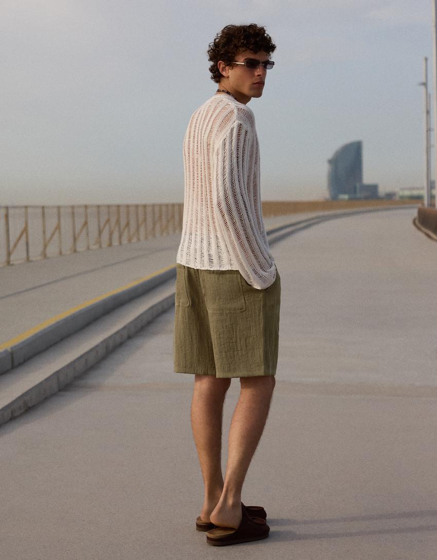 Rustik jogger fit bermuda-Haki