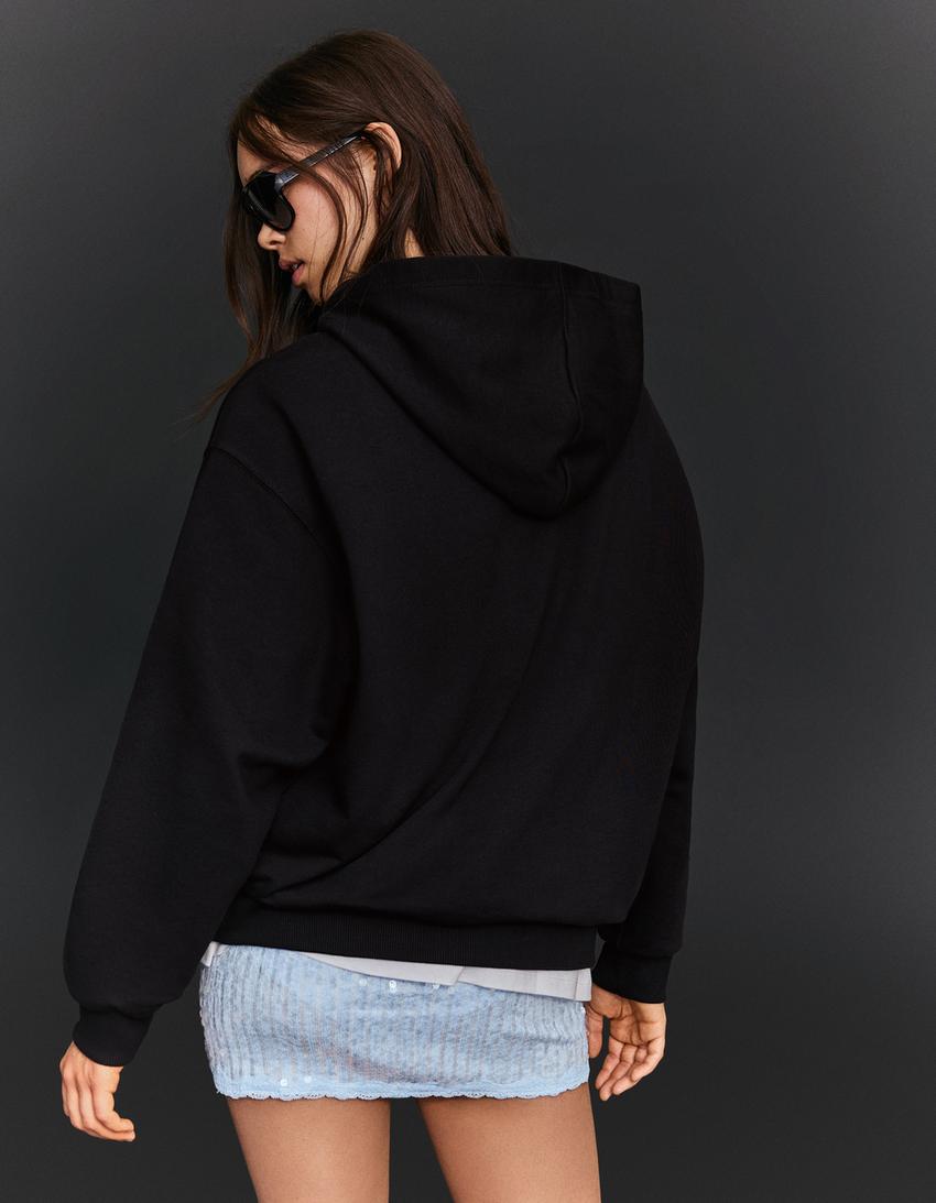 Sudadera Jennie Ruby capucha print-Negro