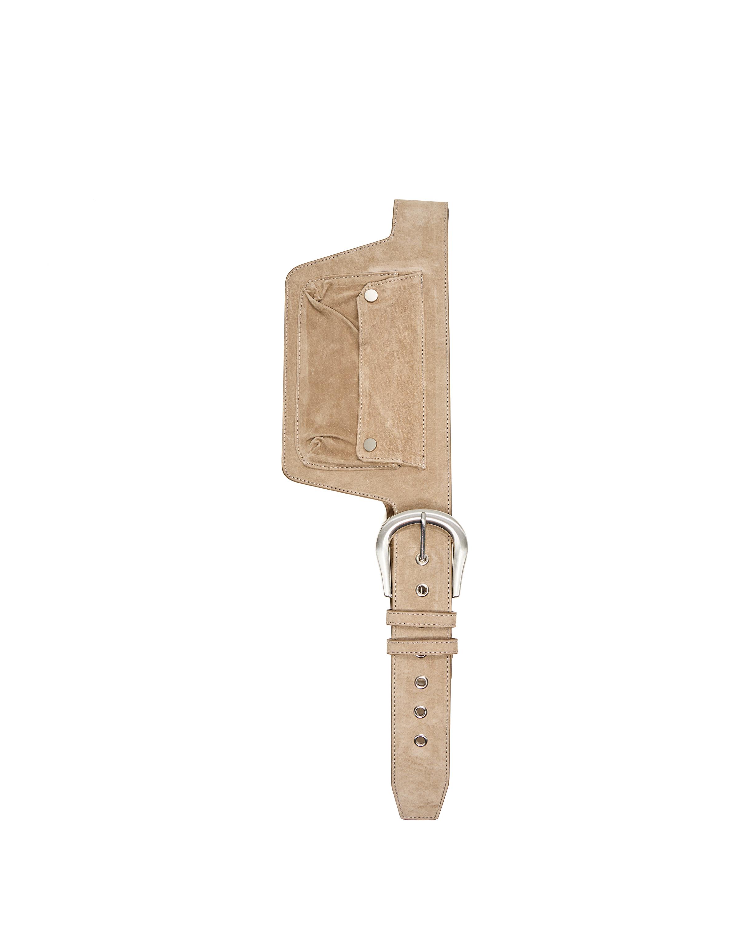Leather belt with pocket — Sand