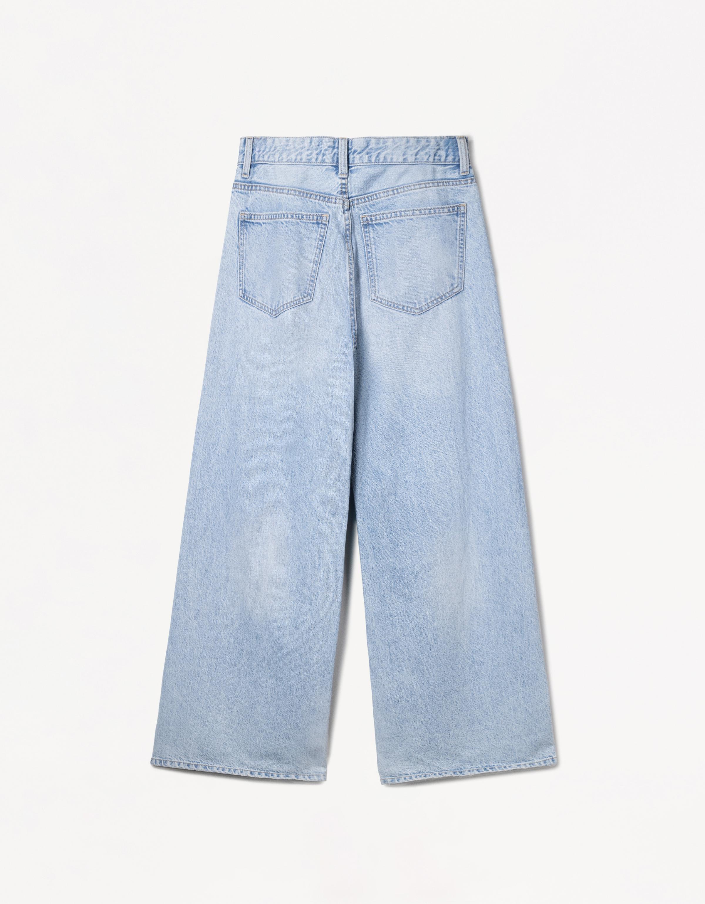 Mid-waist wide-leg jeans — Light blue