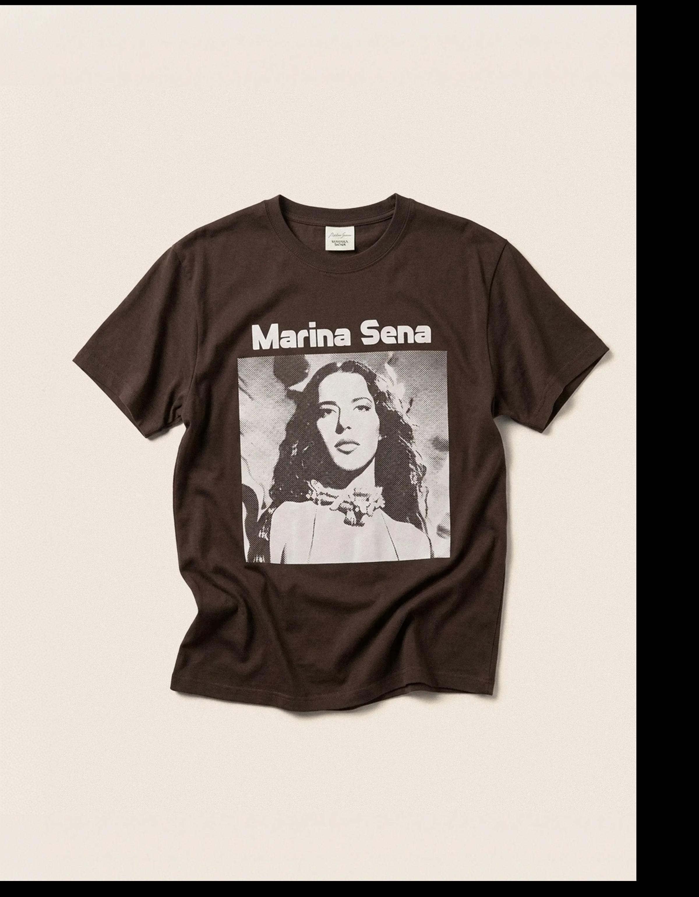 Short sleeve oversize MARINA SENA print T-shirt — Brown