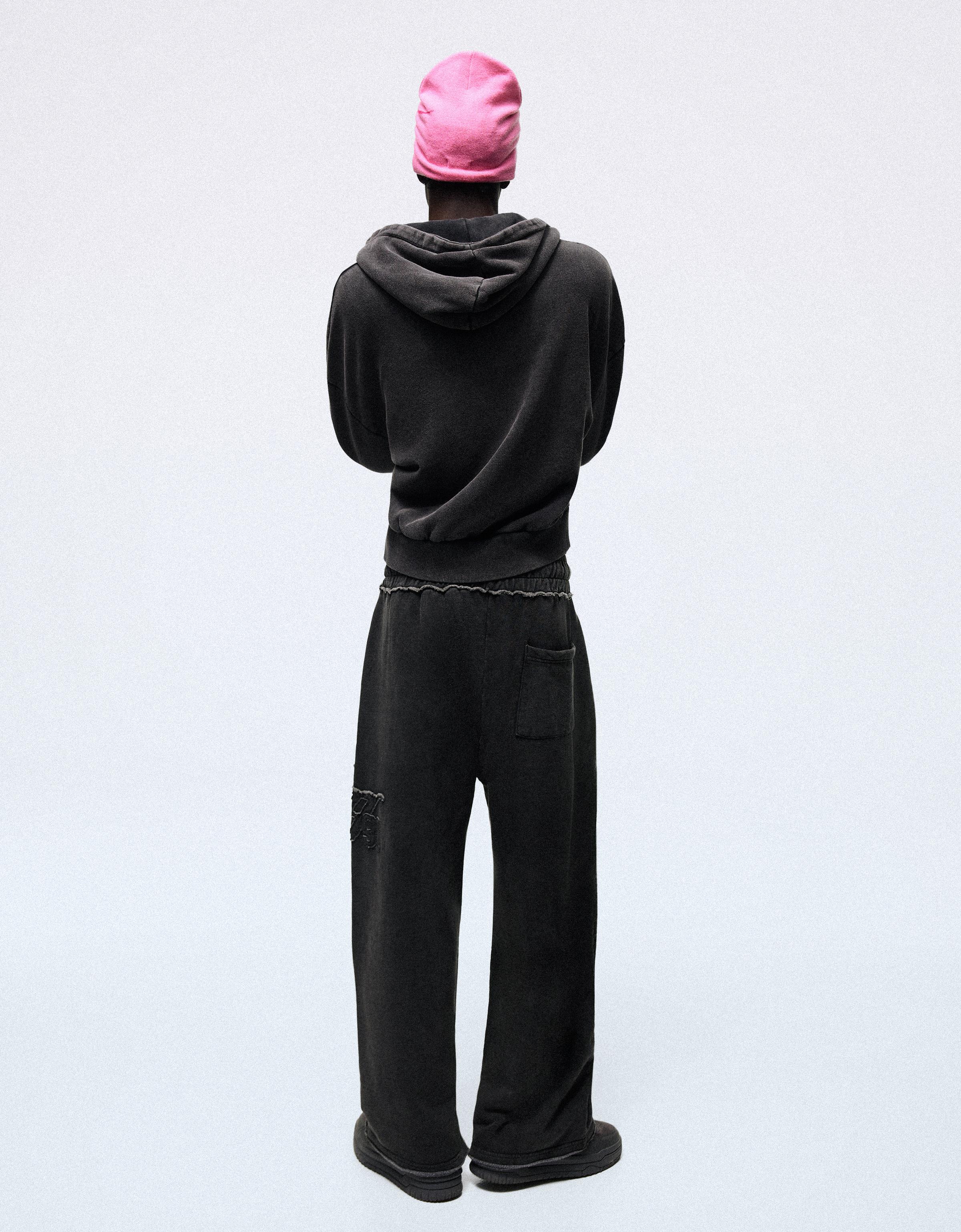Washed zip-up hoodie — Grey