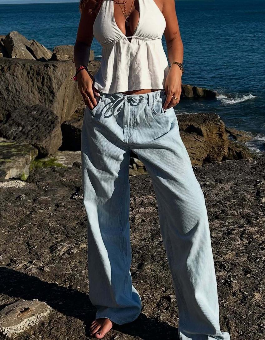 Lightweight wide-leg jeans-Light blue-1
