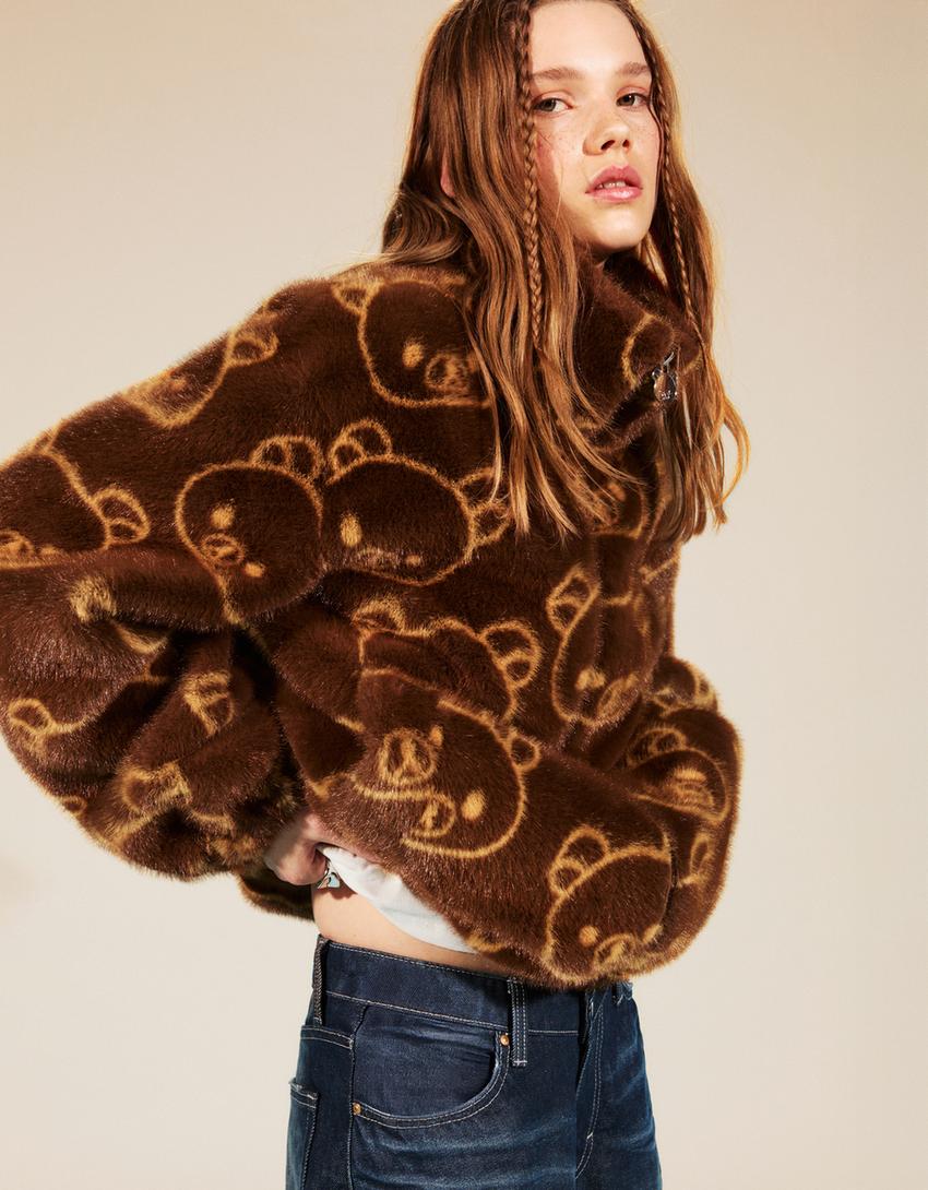 Rilakkuma Jacke aus Kunstfell-Camel
