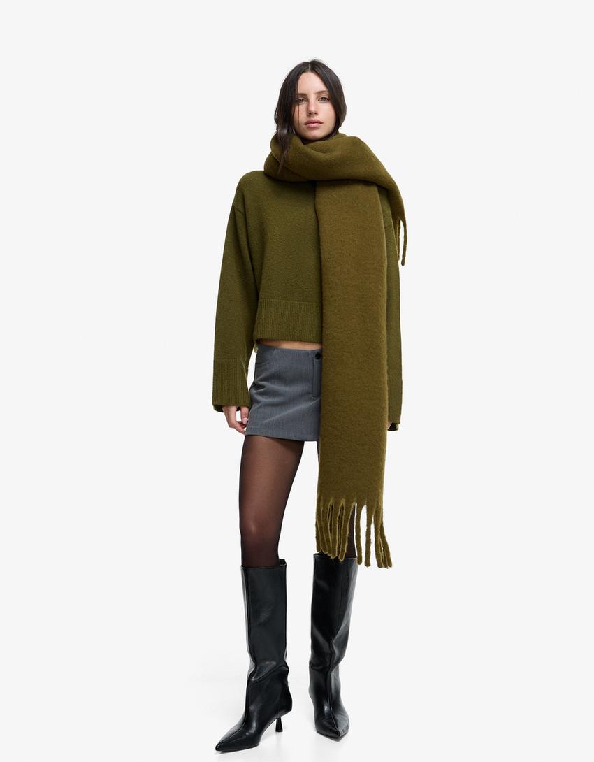 Solid-colored scarf-Khaki