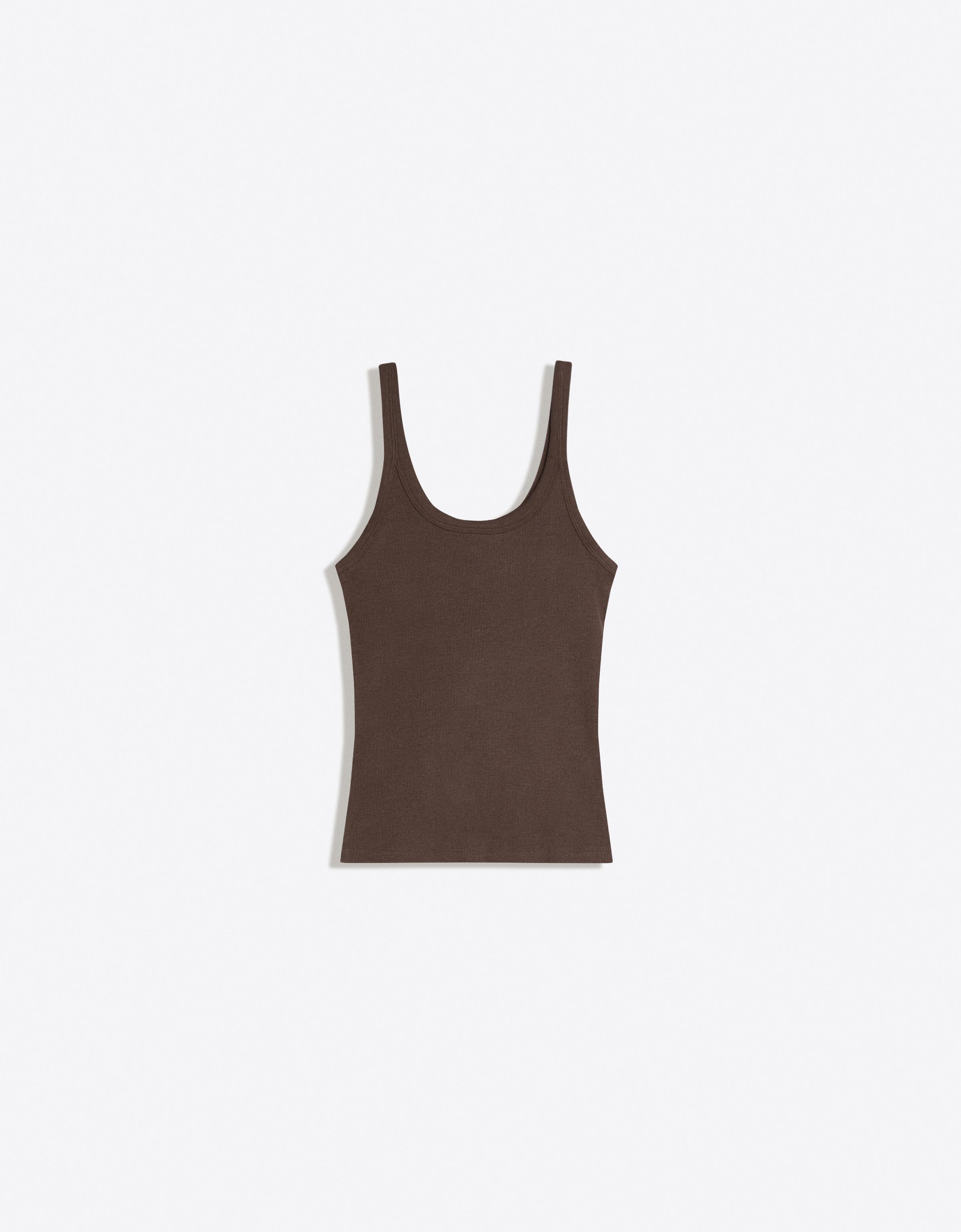 Ribbed vest top — Brown