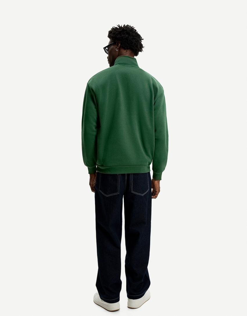 Oversize-Sweatshirt mit Rollkragen-Grün-1