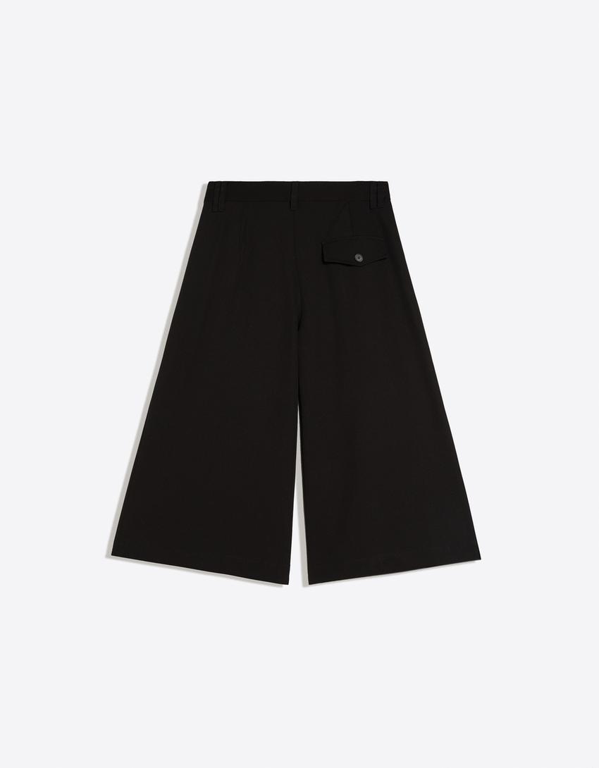 Bermuda culotte listrada-Preto