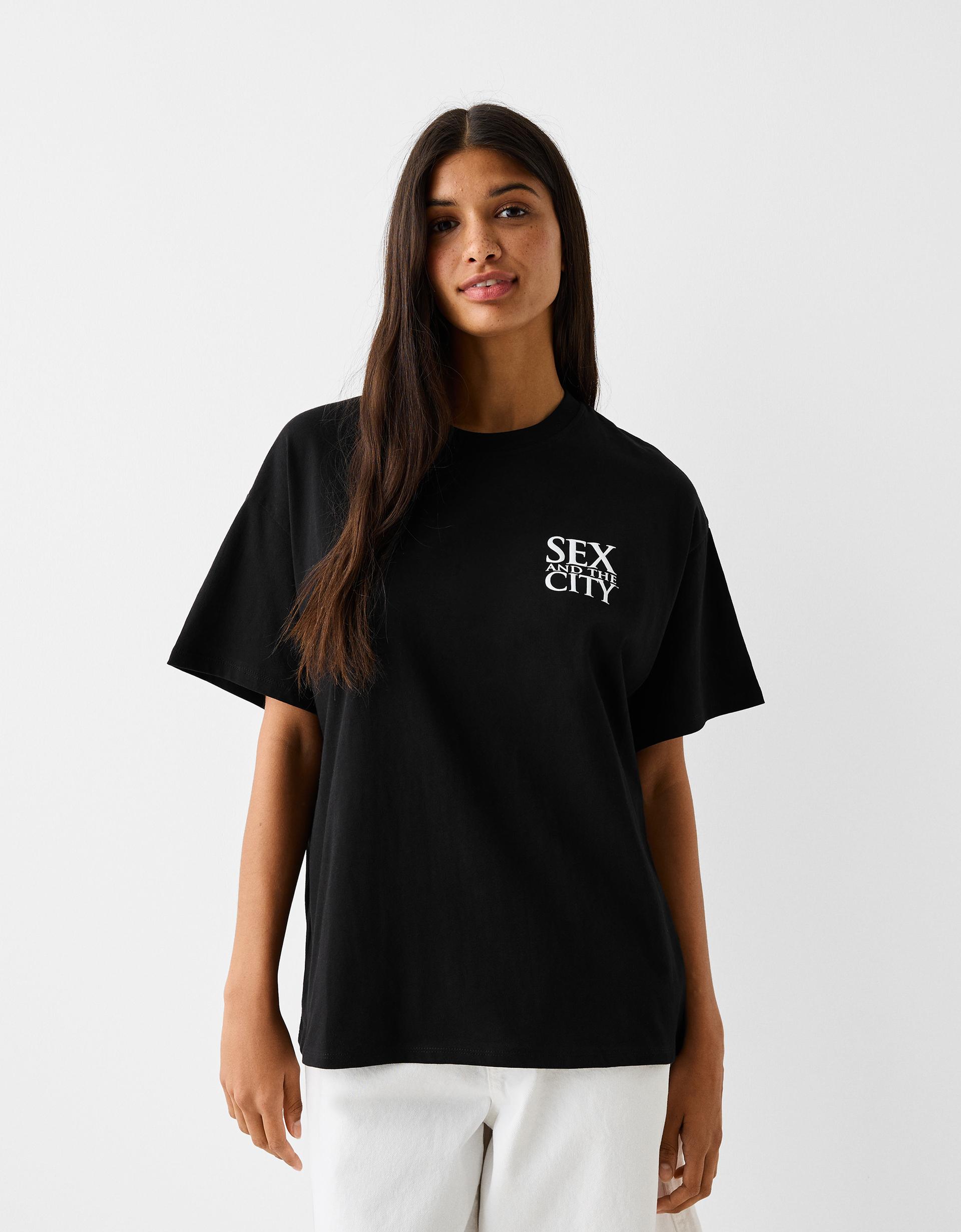 Kısa kollu Sex and the City oversize t shirt Tişört Kadın  