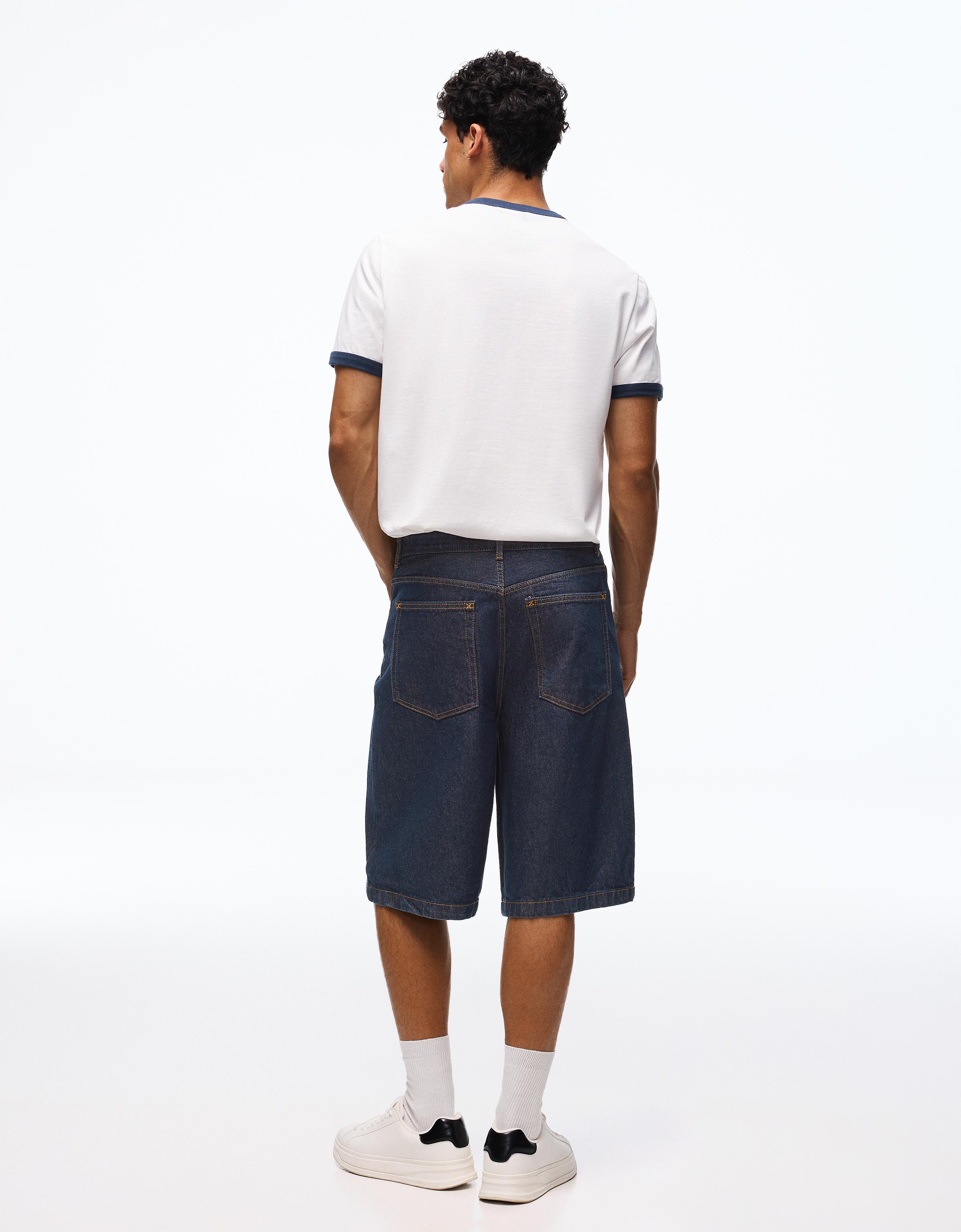 Baggy denim Bermuda shorts — Navy