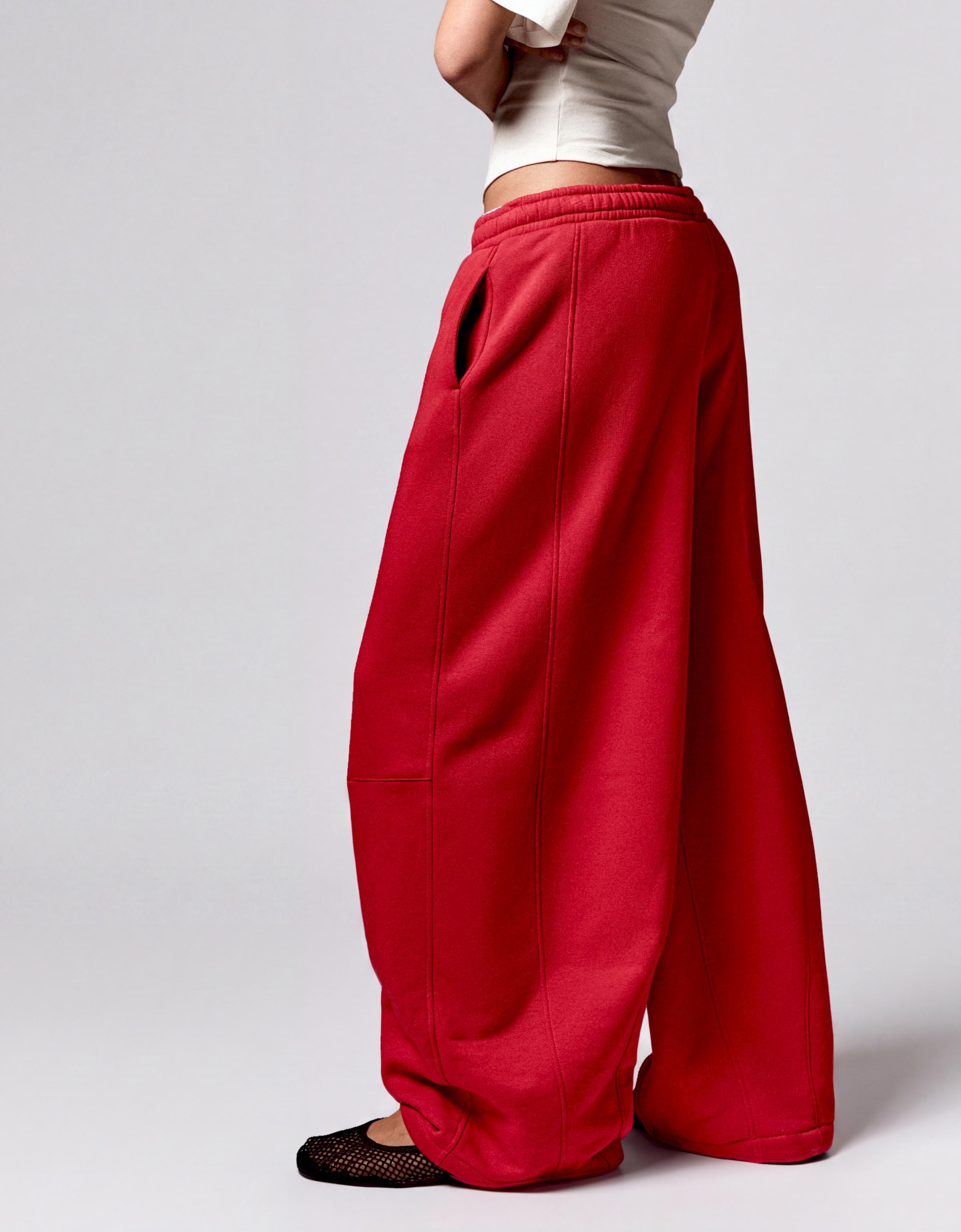 Plush parachute trousers — Red