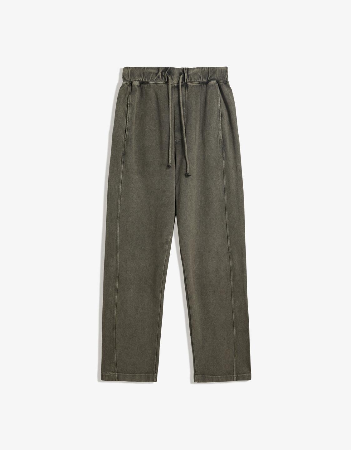 Faded-effect piqué trousers