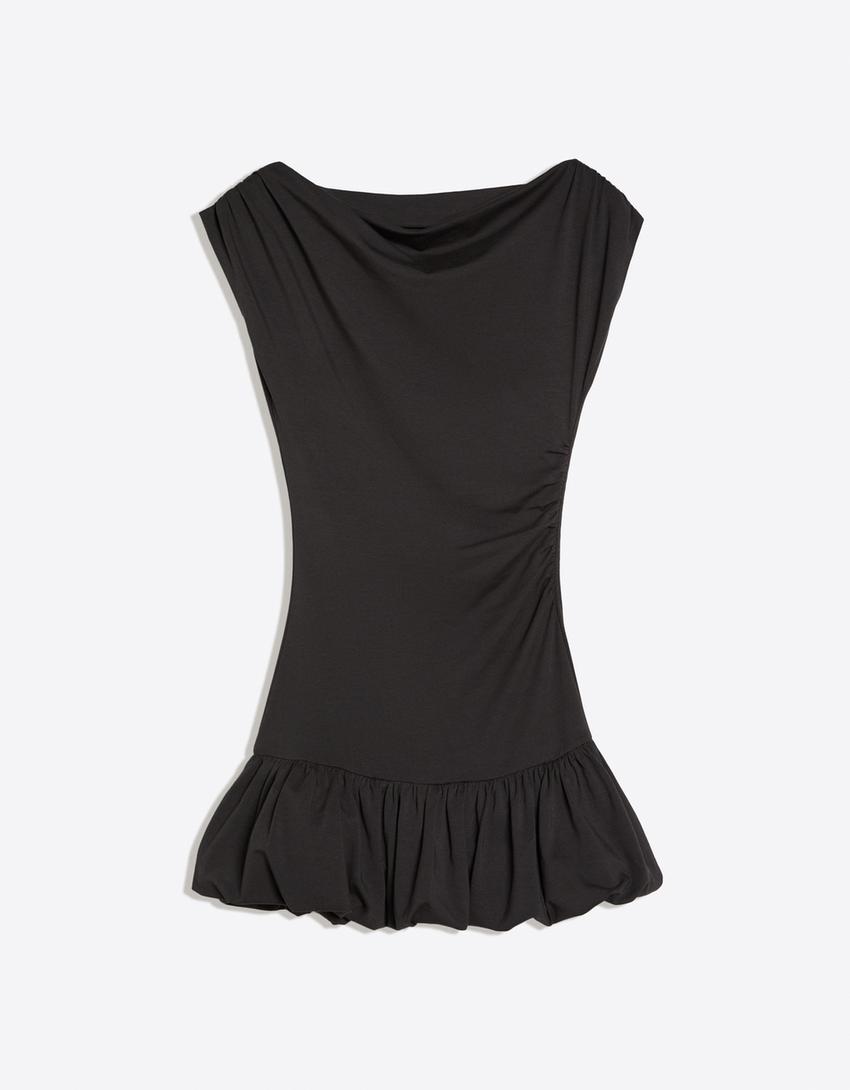 Balloon mini dress-Dark grey