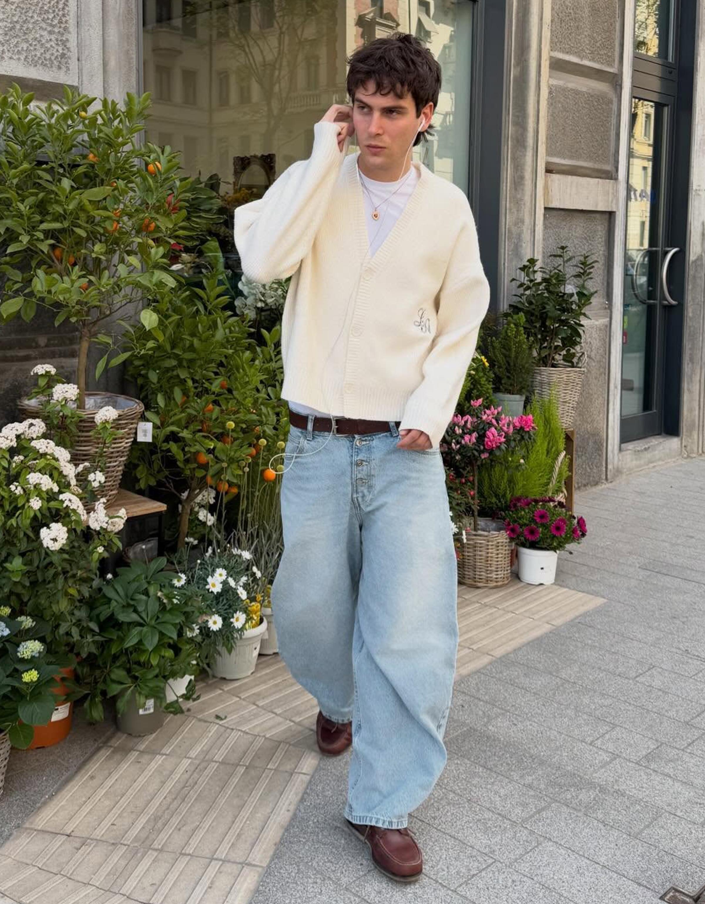 Baskılı düğmeli boxy fit ceket - Görsel 23