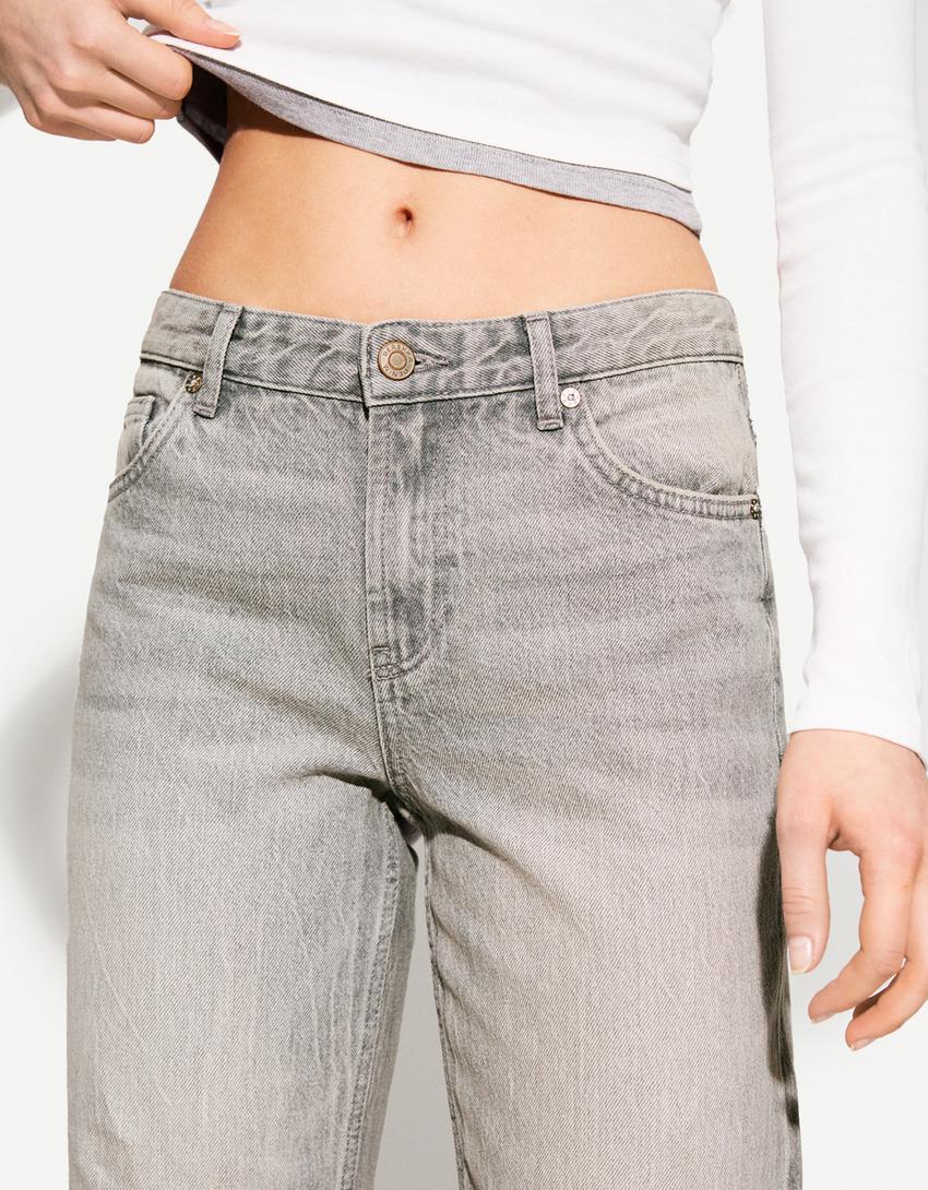Jeans straight-Gris