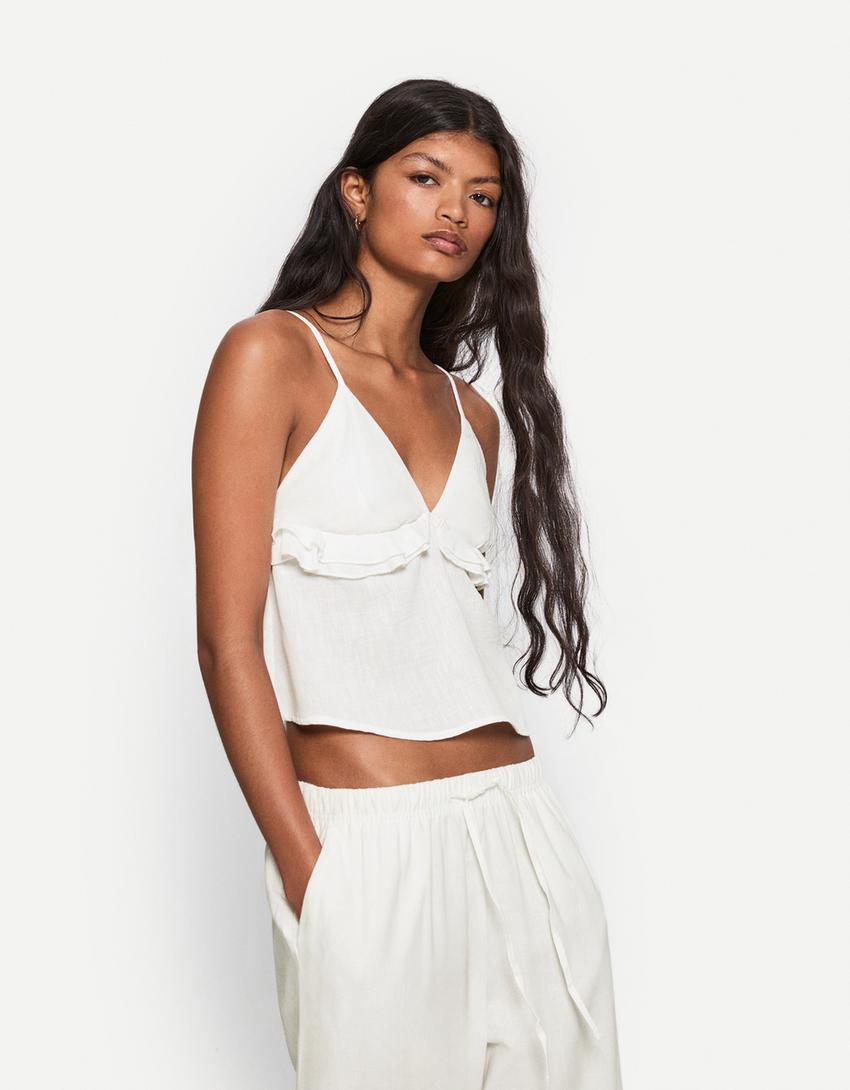 Set top e shorts semplici-Bianco-1